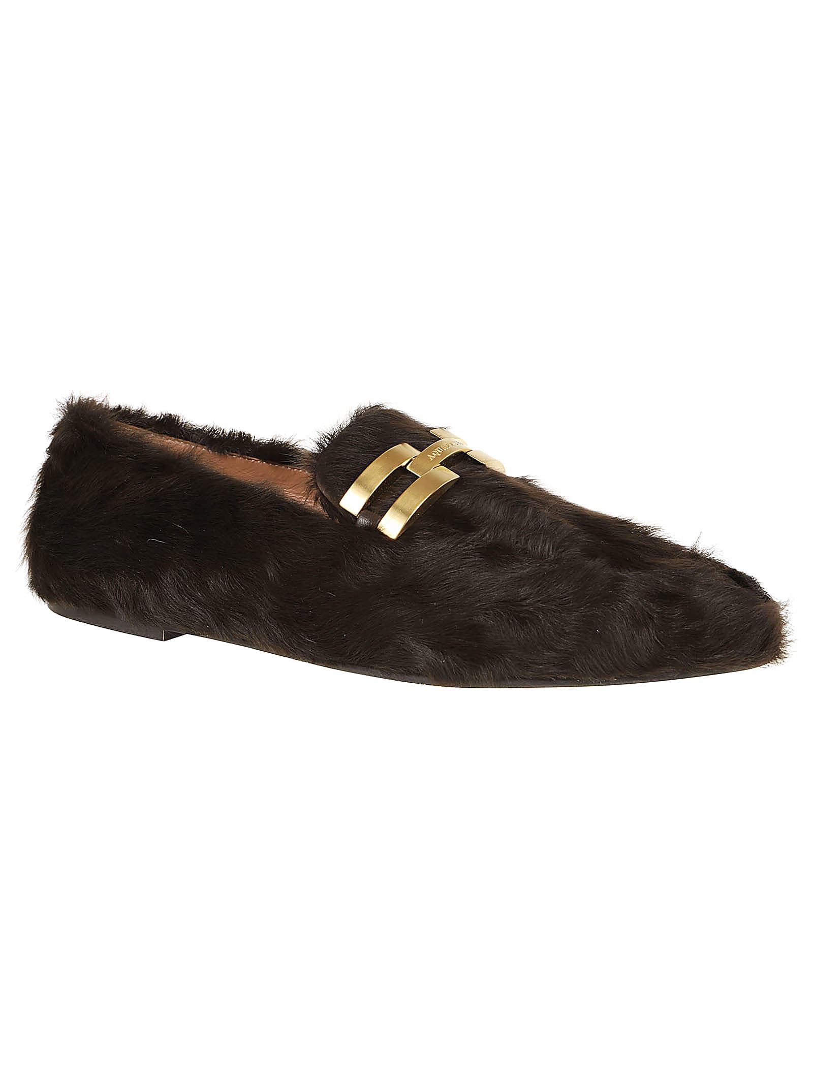 Shop Aquazzura Furry Brandi Mocassin In Espresso