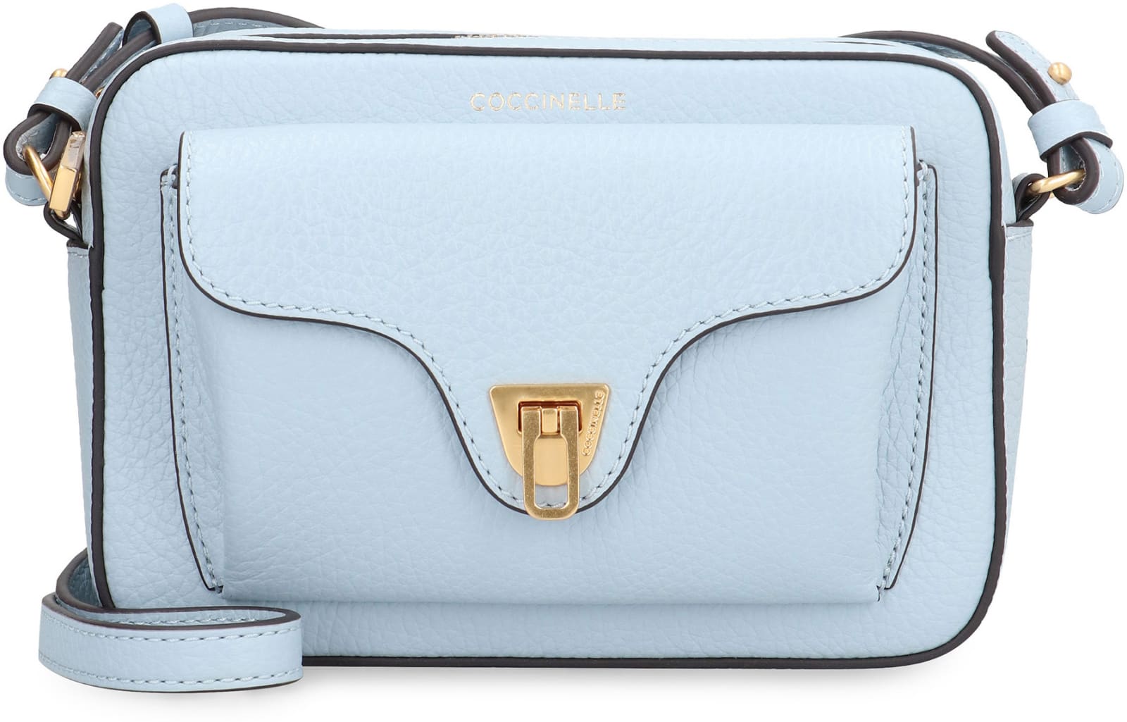 Shop Coccinelle Beat Soft Mini Leather Crossbody Bag In Light Blue