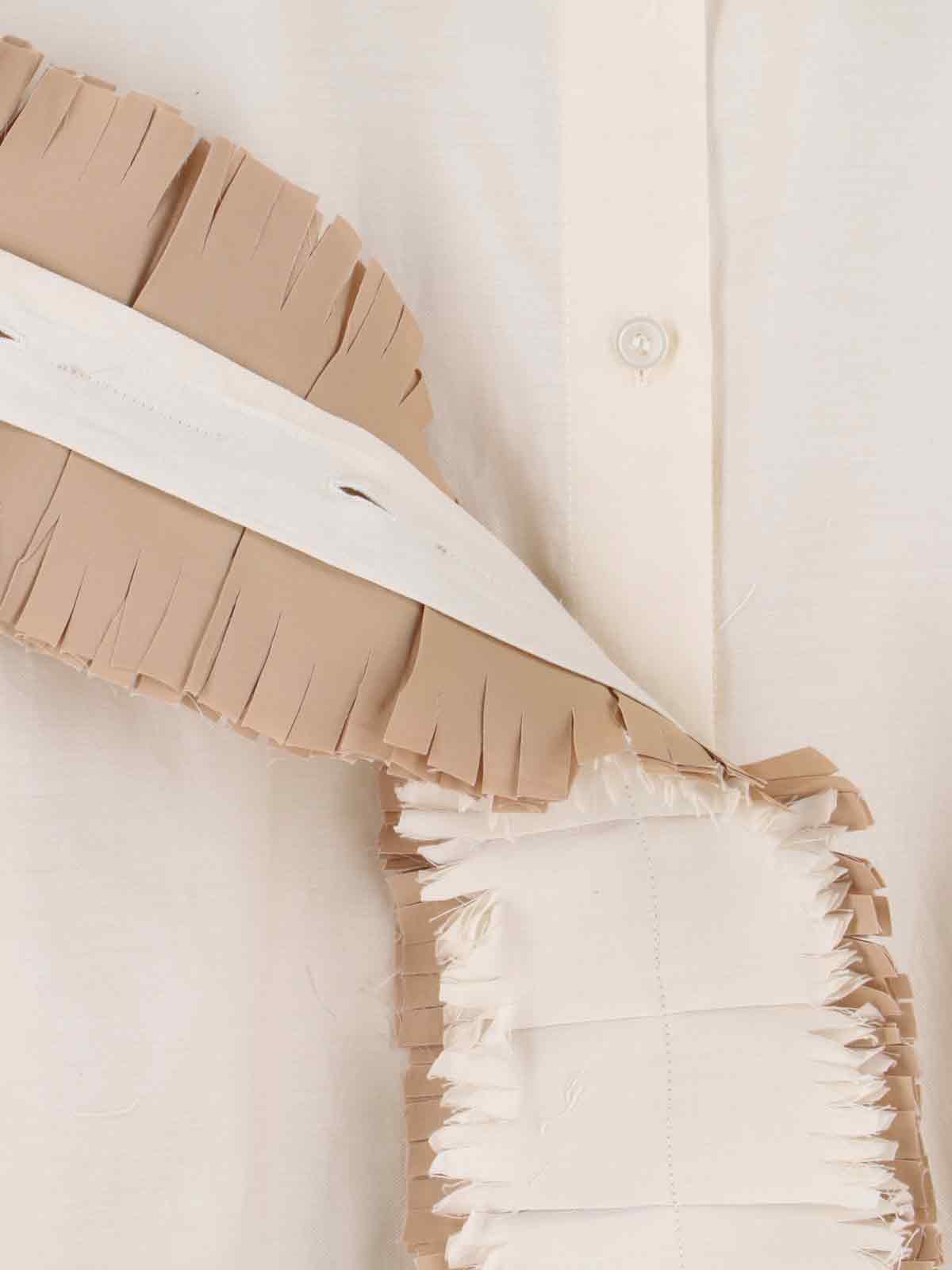 Marni Fringed Collared Top Long Sleeves In Neutral