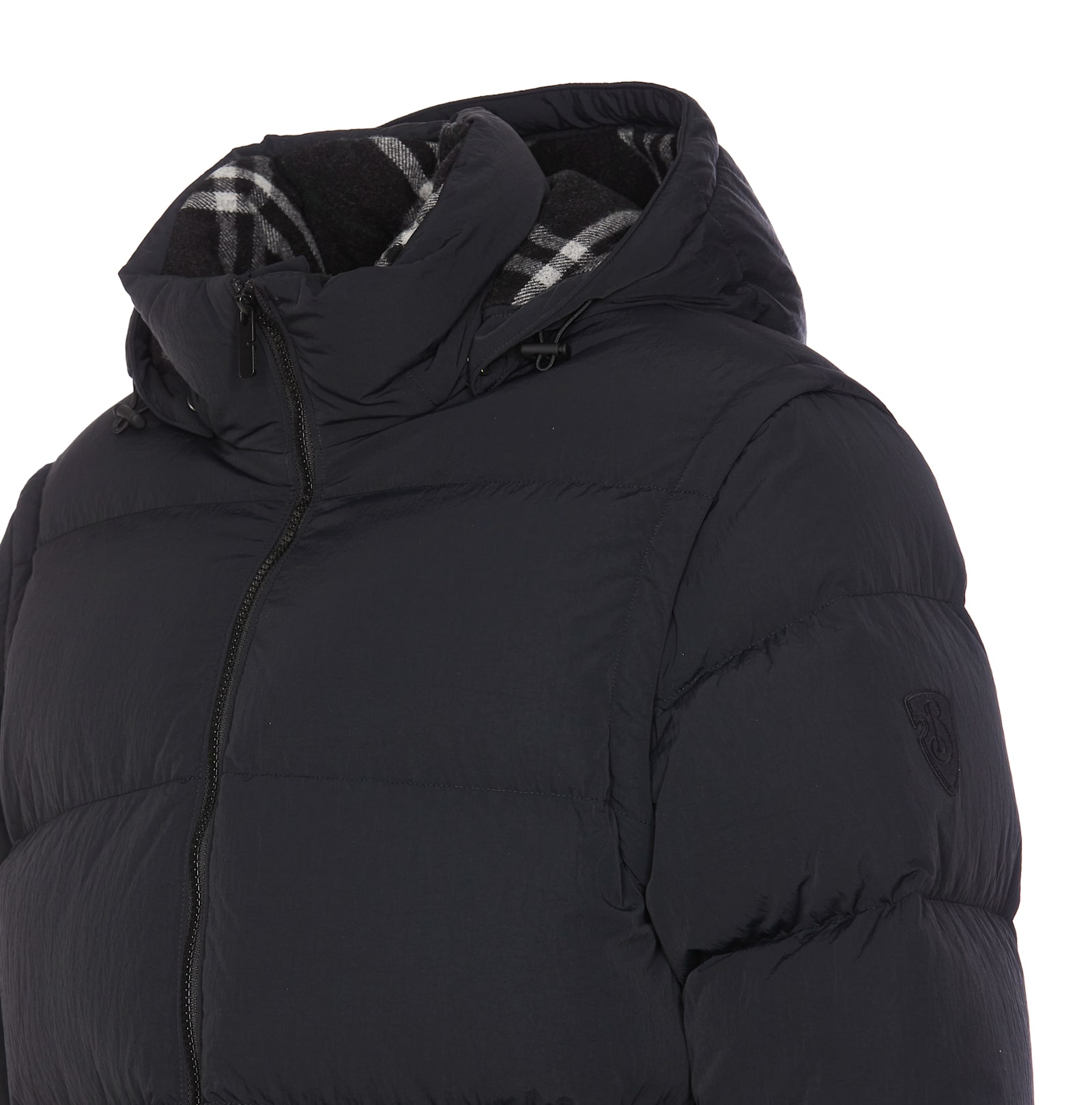 Shop Burberry Detachable Sleeve Nylon Puffer Jacket In Black