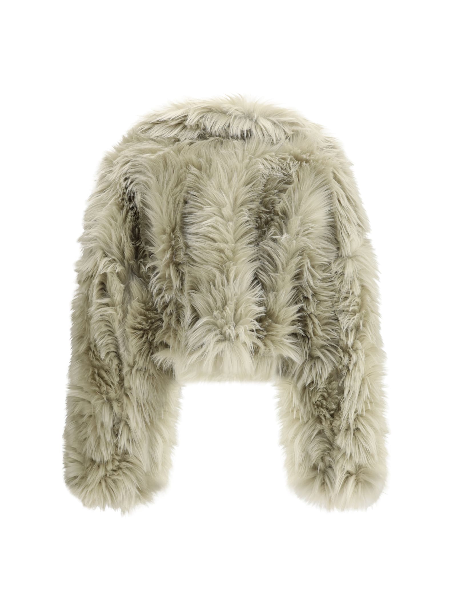The Latest Thelatest Short Ice-white Faux Fur Coat In Green