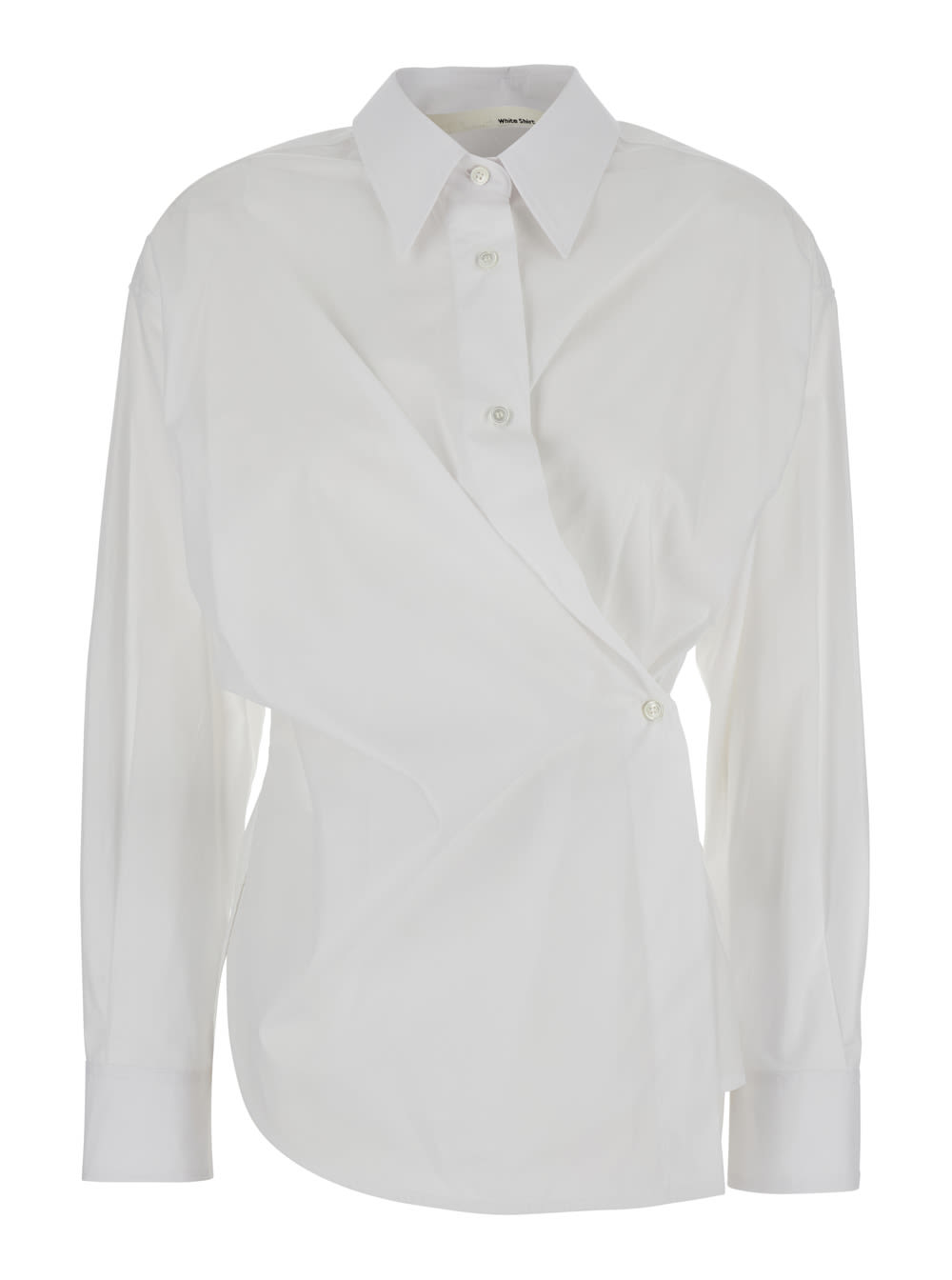 rotella White Shirt With Pointed Collar And Asymmetric Design In Cotton Woman