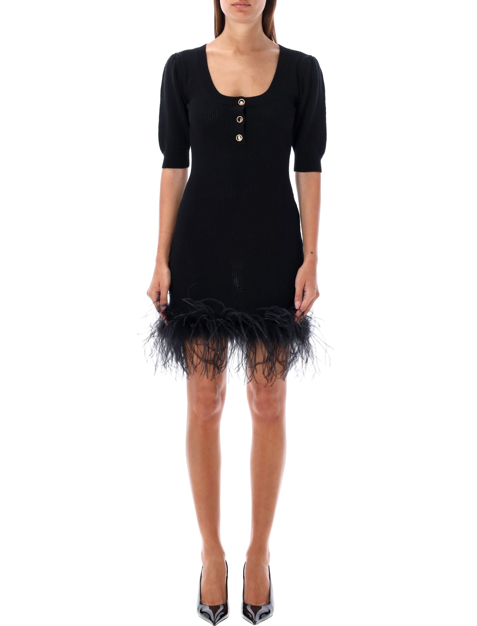 Mini Dress Feather Trim