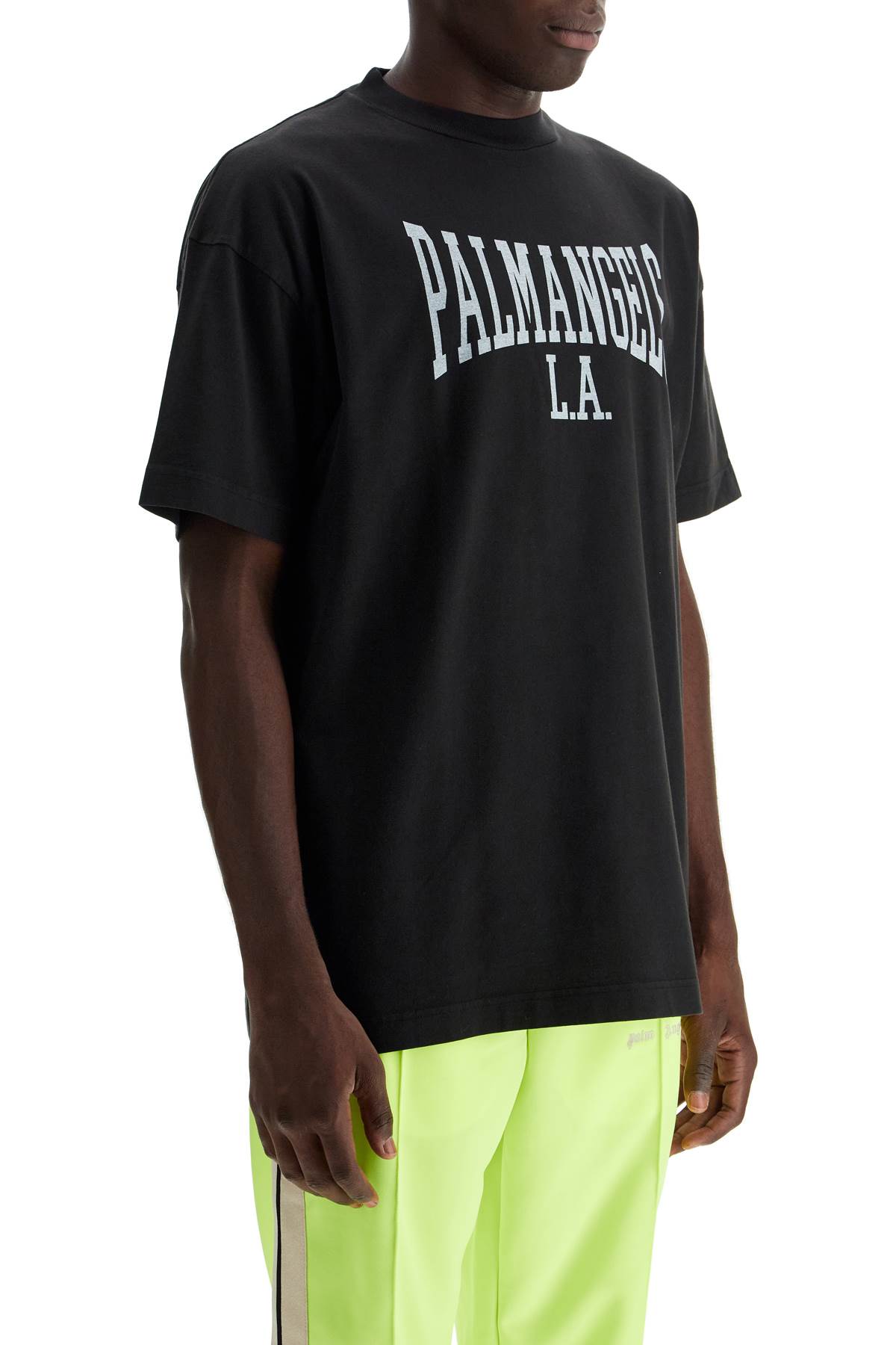 Shop Palm Angels College Print T-shirt In Black Off White (black)