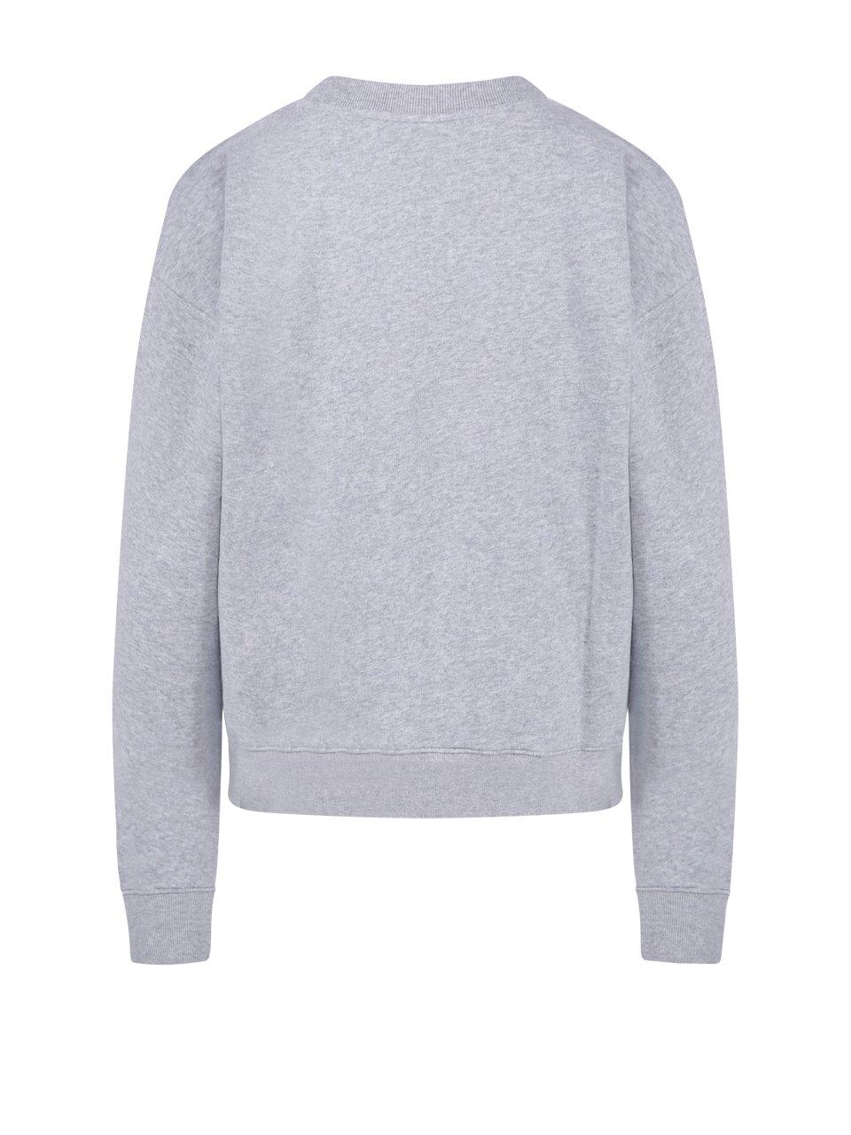 Shop Maison Kitsuné Logo Printed Crewneck Sweatshirt In Light Grey Melange