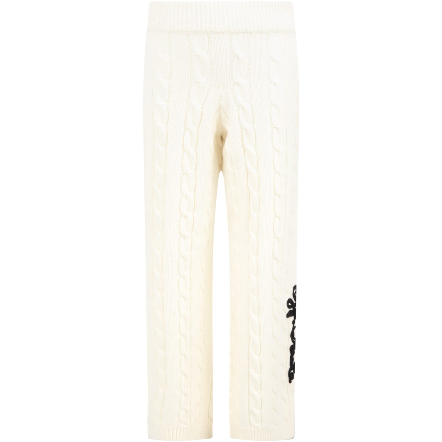 Off-White Ivory Trouser For Girl With Logo