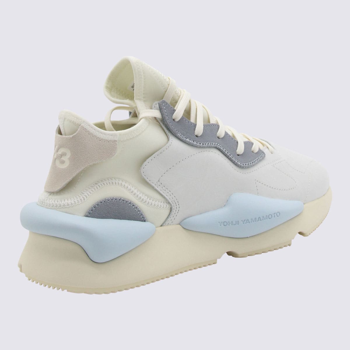 Shop Y-3 Blue And White Leather Sneakera In Off White/cream White/ice Blue