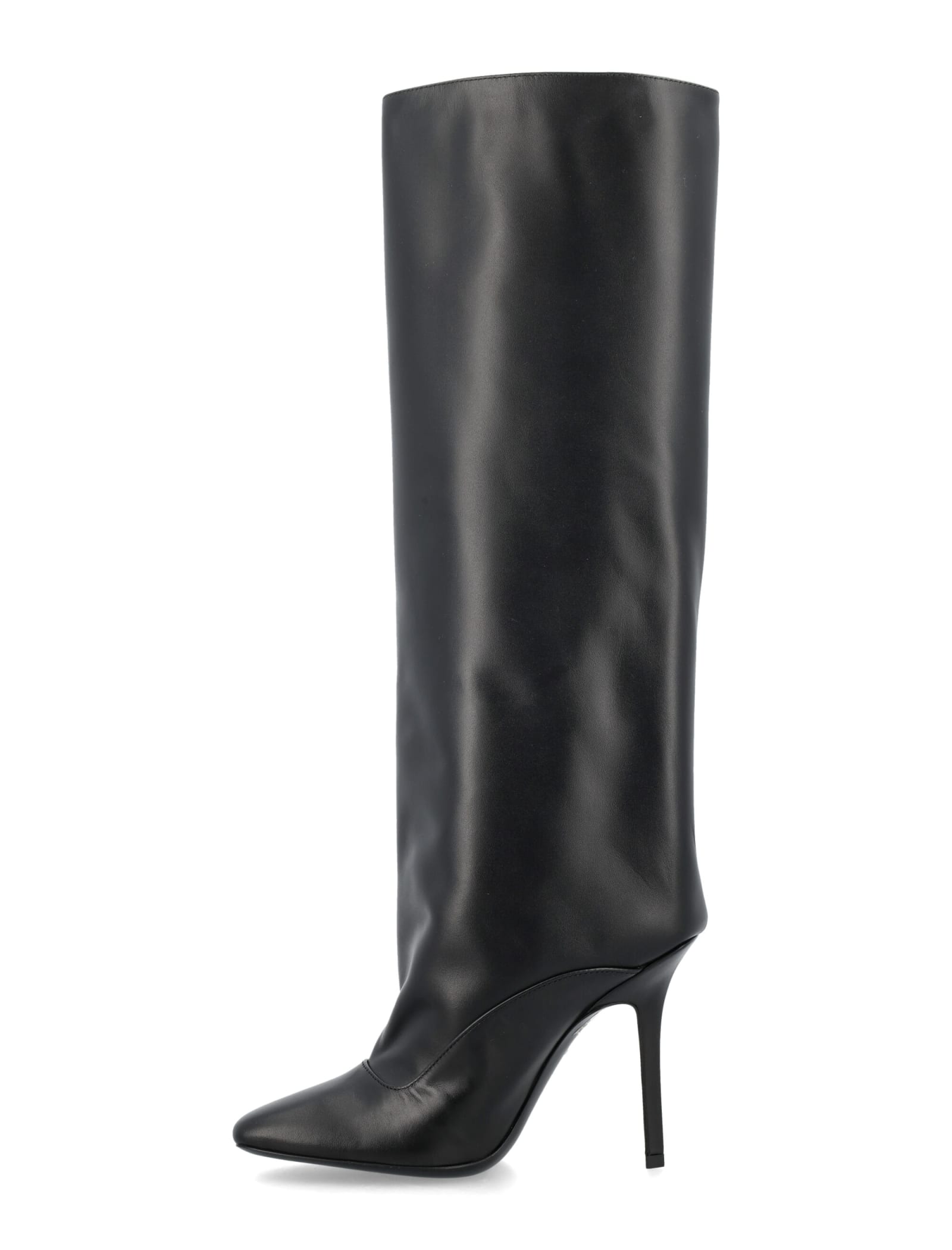 Shop Attico Sienna Leather Boot 105 In Black