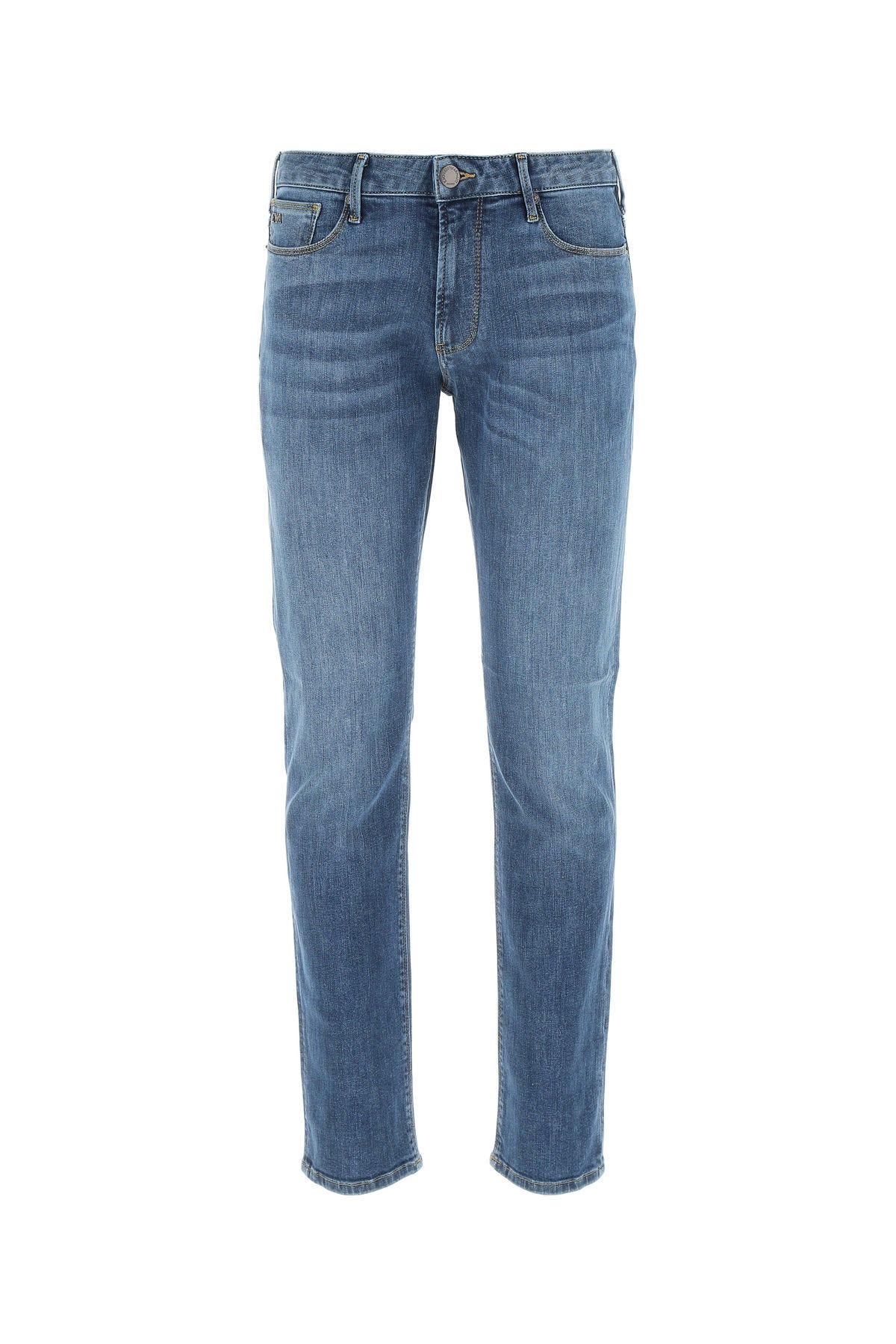 Shop Emporio Armani Stretch Denim Jeans In Clear Blue