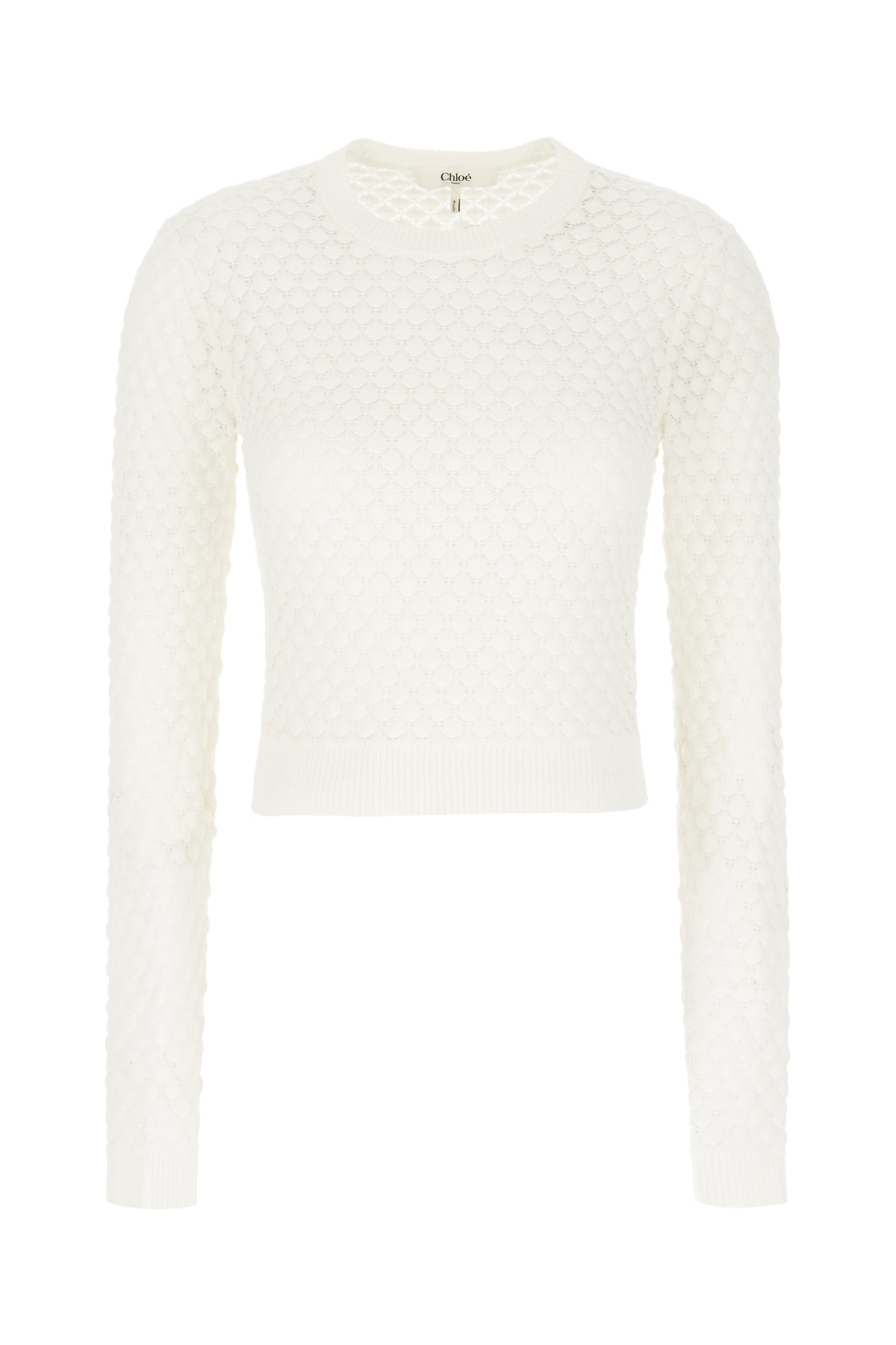 Shop Chloé Ivory Cotton Sweater In Iconic Milk