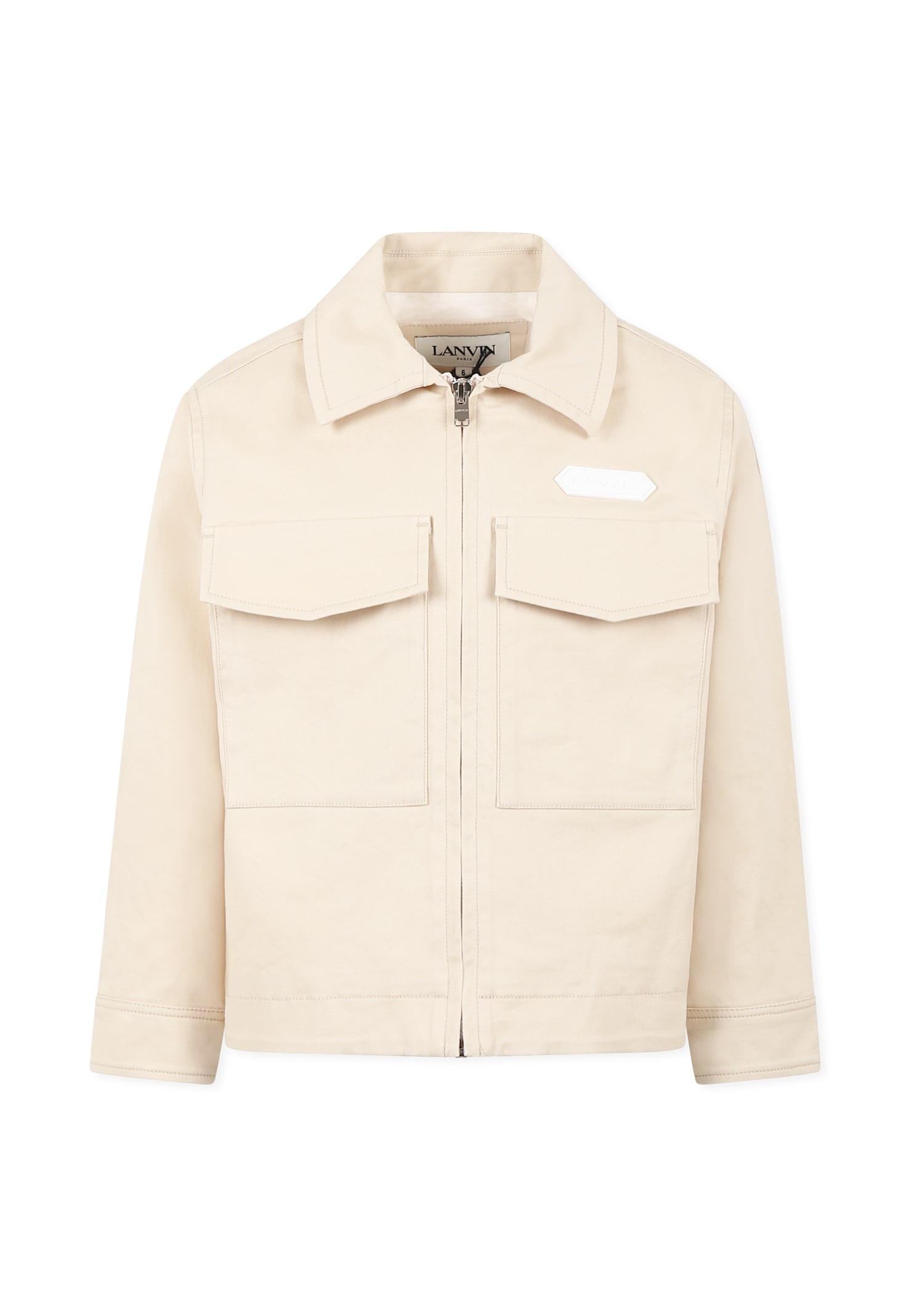 Lanvin Ivory Jacket For Boy With Logo In Ivory