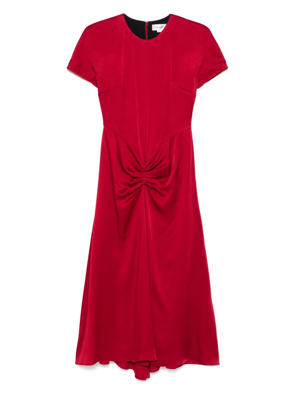 Victoria Beckham Fuchsia Pink Midi Dress With Gathered Waist In Red