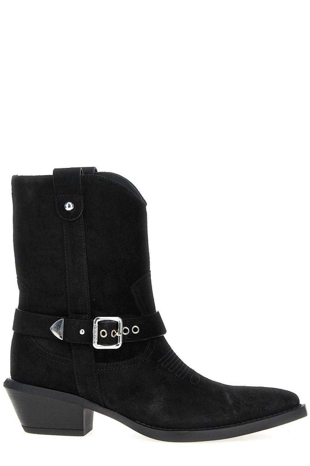 Shop Pinko Texan-style Ankle Boots In Nero