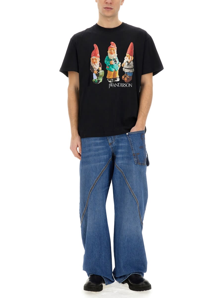 Shop Jw Anderson Gnome Trio T-shirt In Black