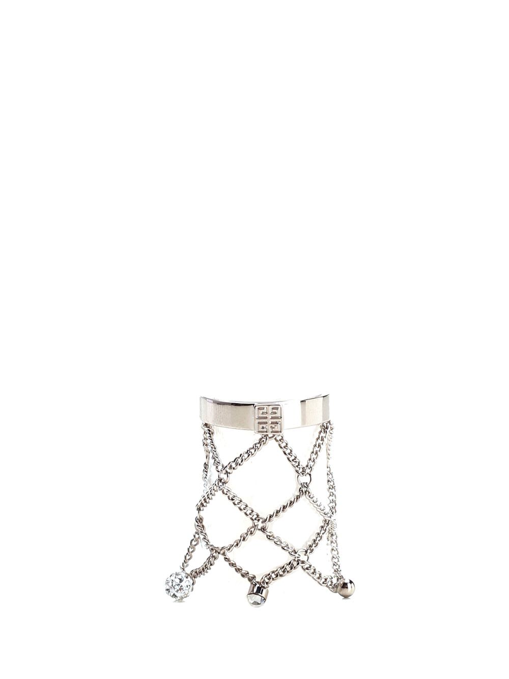 Shop Givenchy Pearling Ring With Pearls And Crystals In Silver