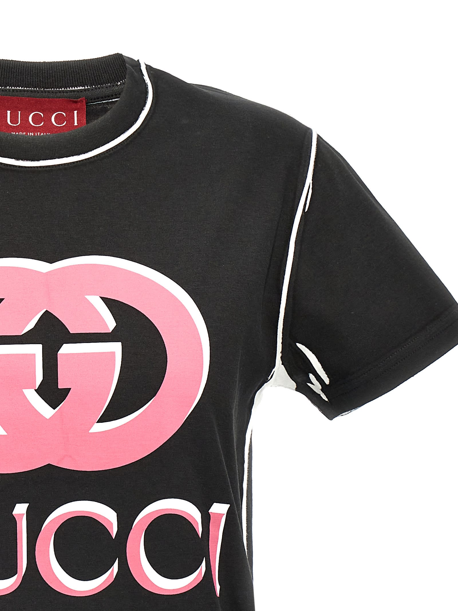 Shop Gucci Logo Print T-shirt In White/black