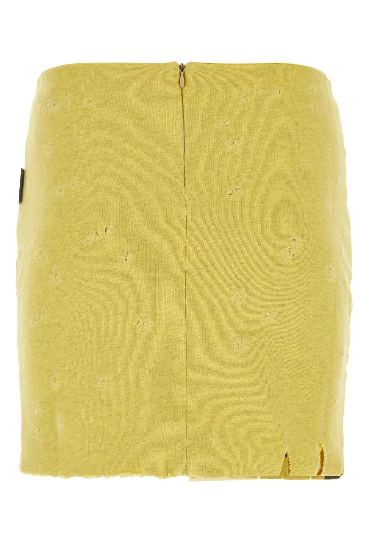 Shop Palm Angels Melange Yellow Cotton Mini Skirt In Yellowblack