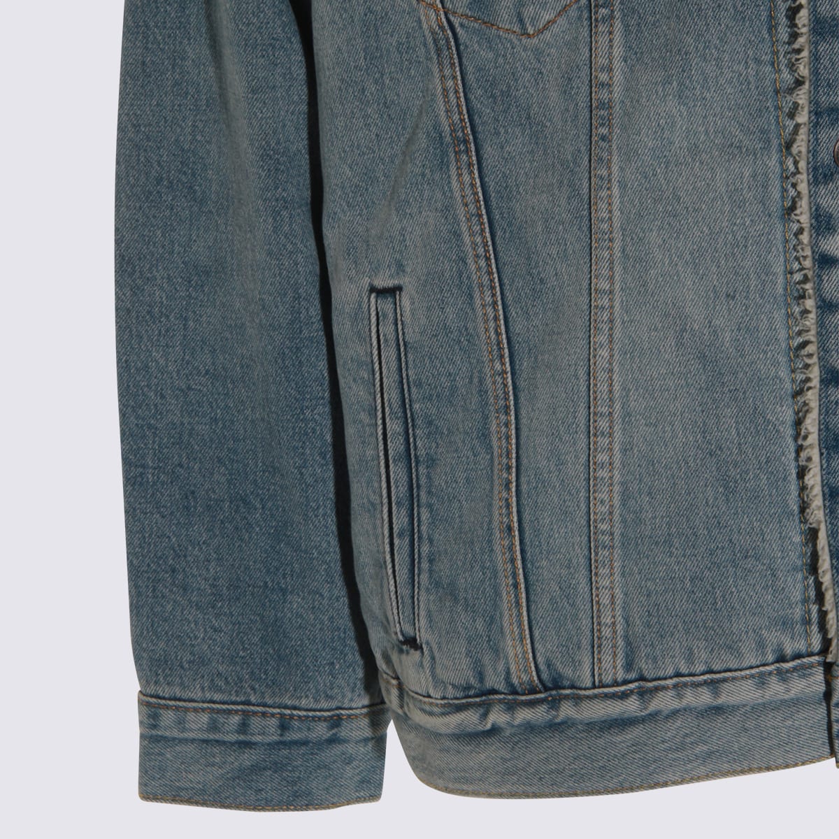 Levi's Blue Denim Type Ii Sherpa Trucker Jacket In Blue