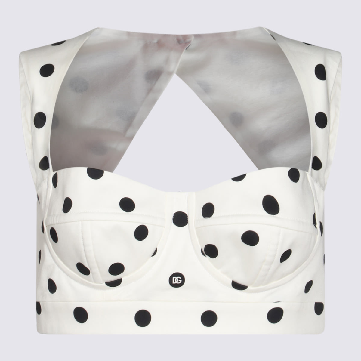 Shop Dolce & Gabbana White Cotton Top In Pois White/black