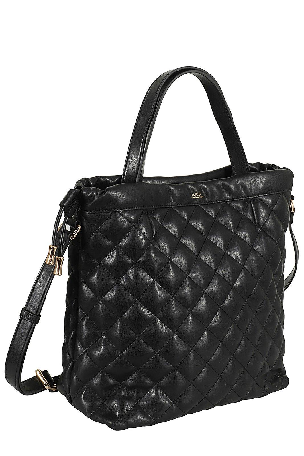 Shop Apc Ninon Quilted Shopping Bag In Lzz Black