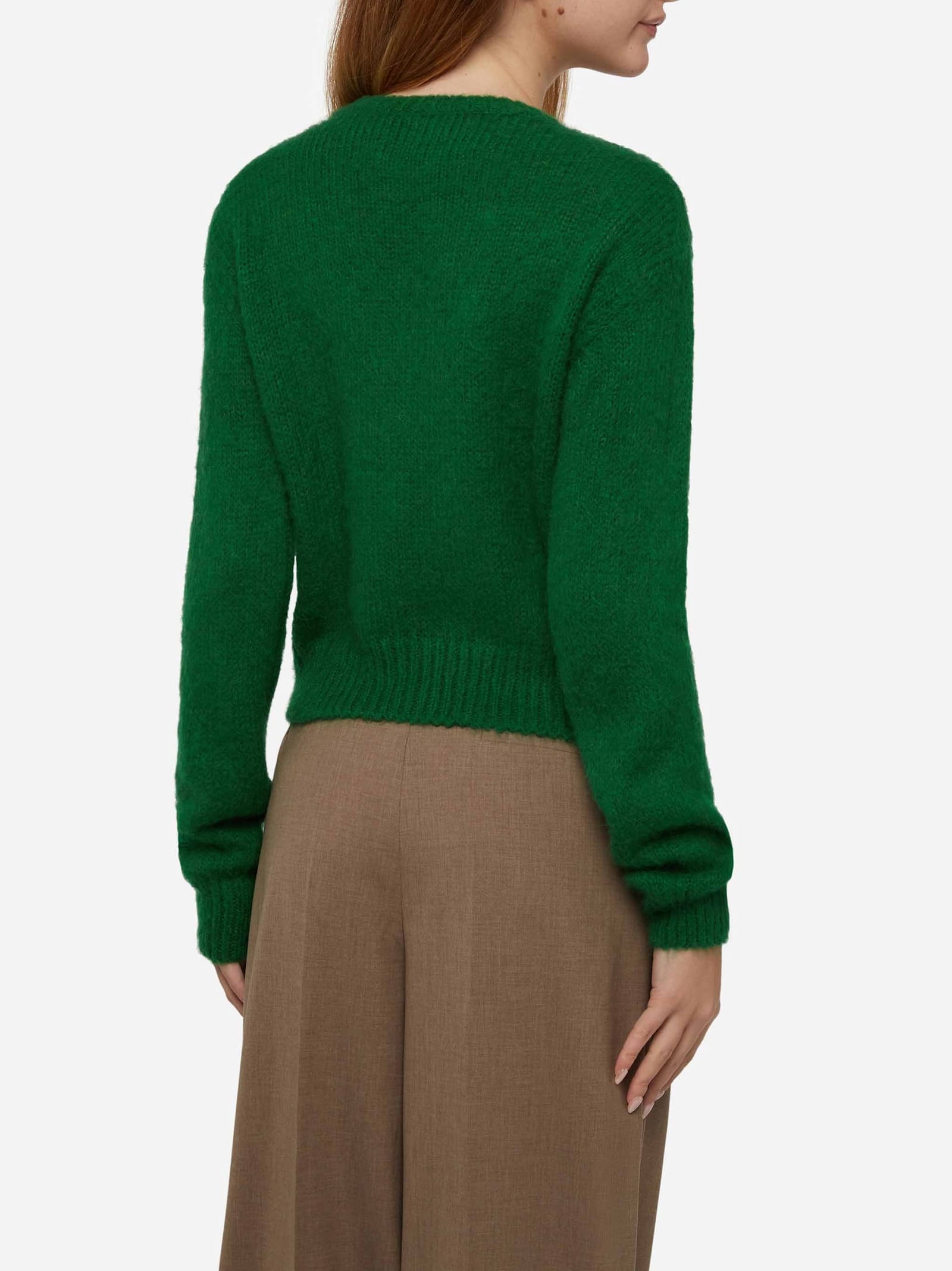 Mc2 Saint Barth Woman Crewneck Soft Crop Sweater With Plastic Free Embroidery