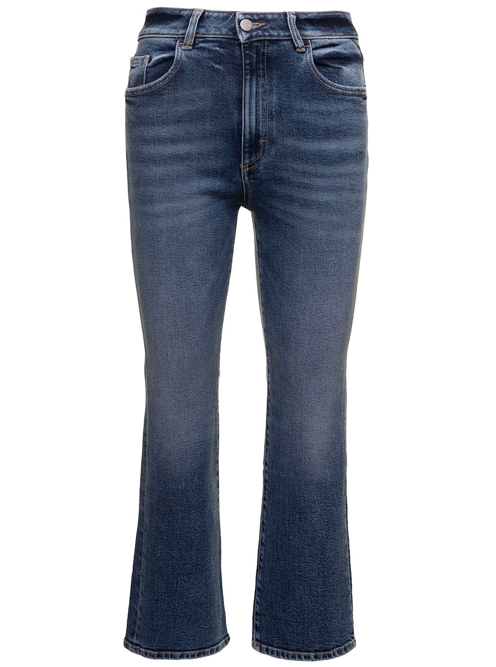 Shop Icon Denim Black High-waisted Mini Flare Jeans In Cotton Blend Denim Woman