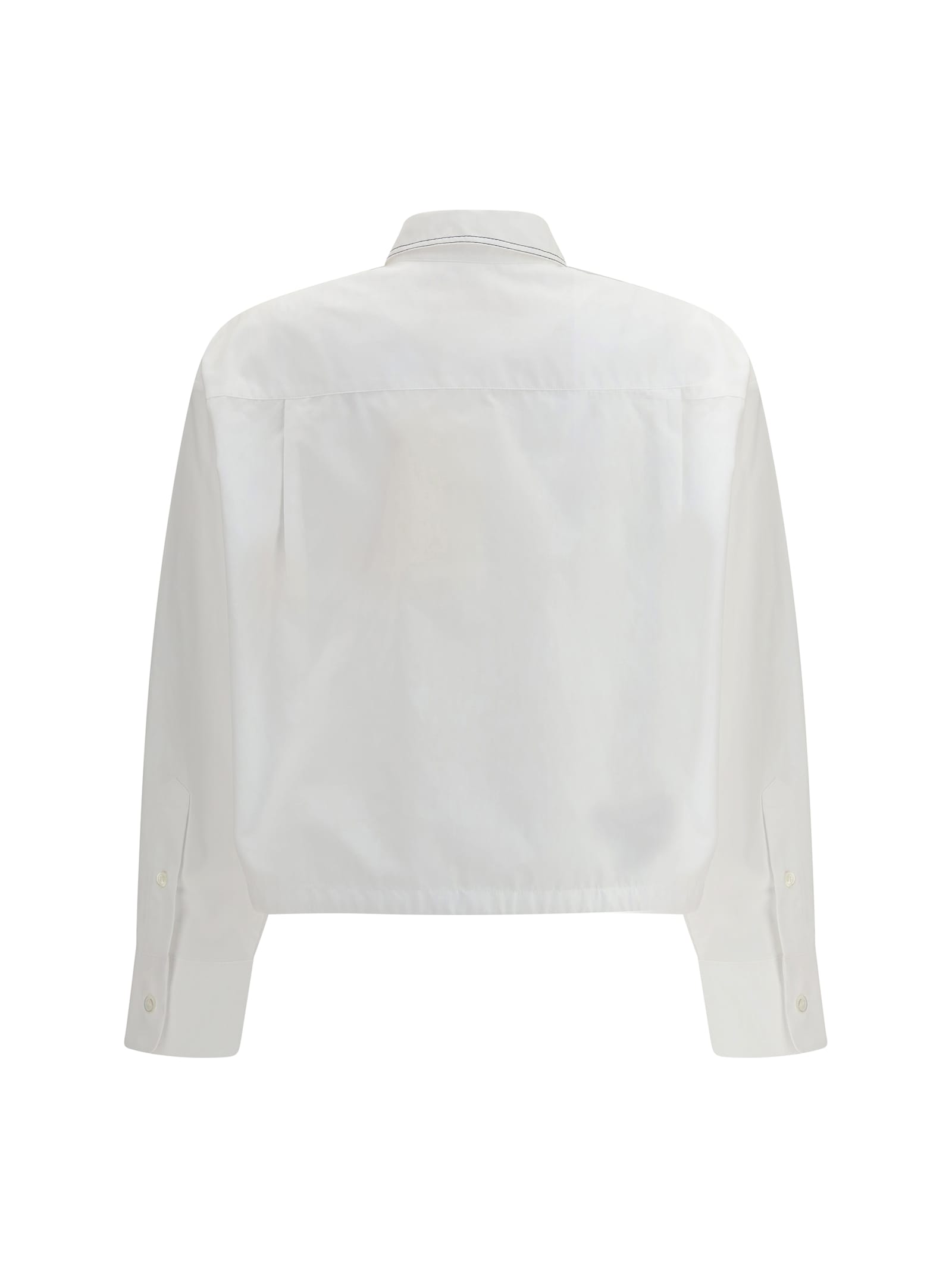 Marni Cropped Long-sleeve Shirt In White