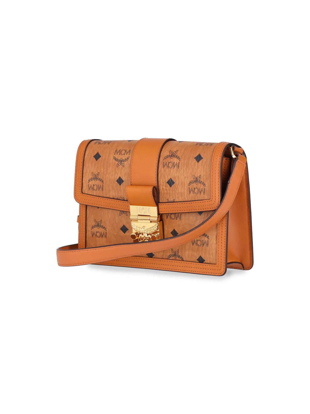 Shop Mcm Tracy Small Crossbody Bag In Brown