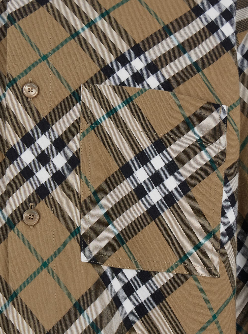 Shop Burberry Beige Shirt With Classic Collar And All-over Check Motiv In Cotton Man In Multicolor