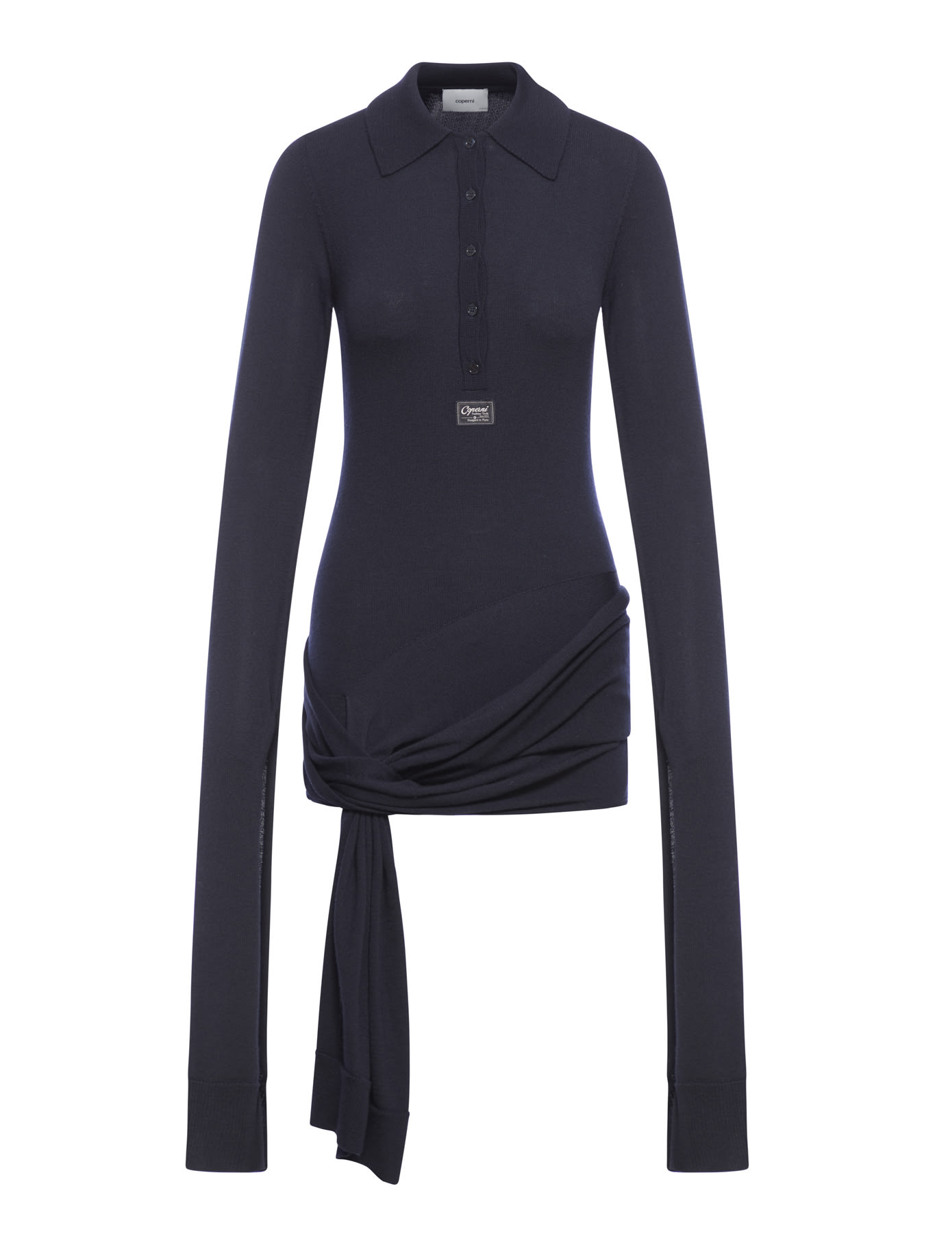 Shop Coperni Knotted Sleeved Dress In Blu Blue