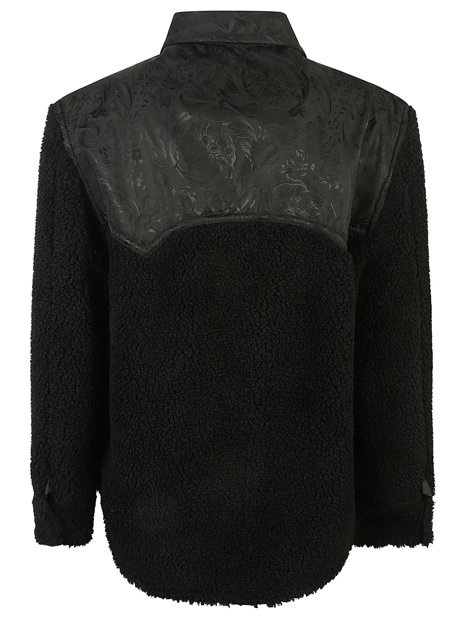 Shop Versace Fur Coated Buttoned Jacket In Black
