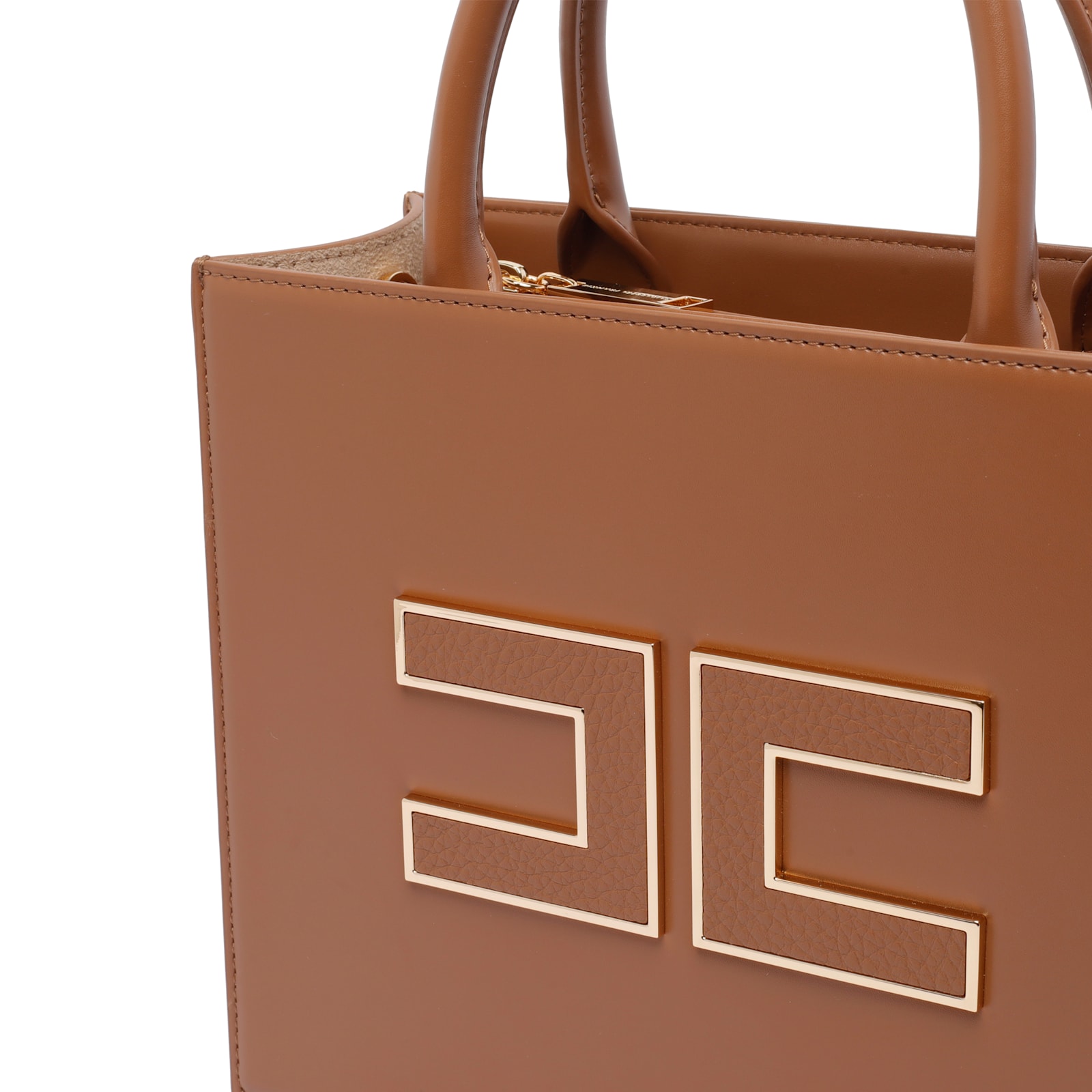 Elisabetta Franchi Borsa Tote Piccola Con Logo Marrone In Brown