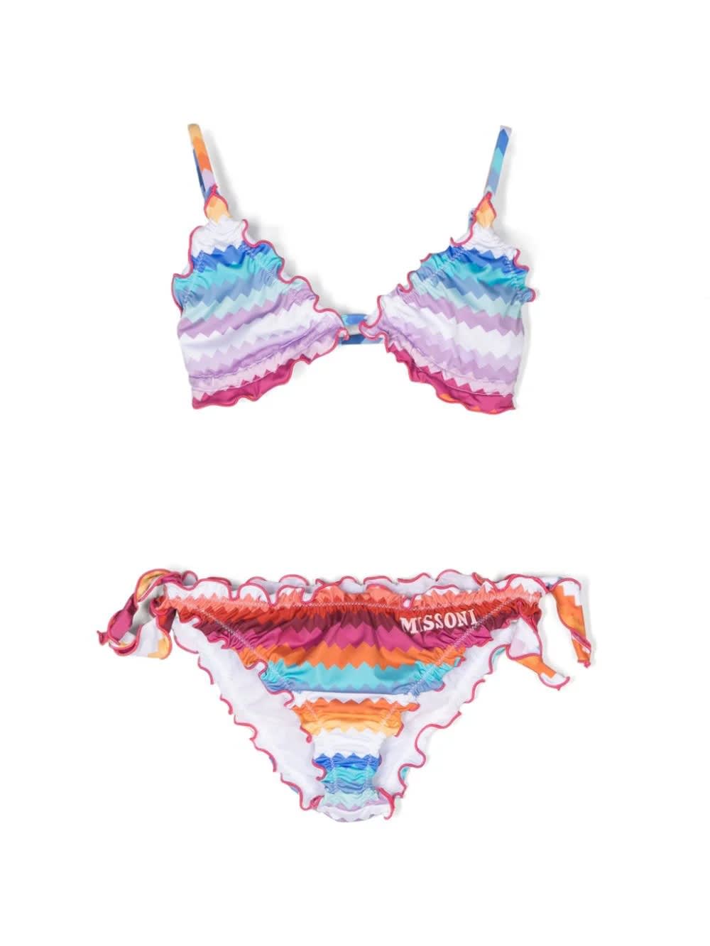 Shop Missoni Bikini With Multicolored Chevron Pattern In Multicolour