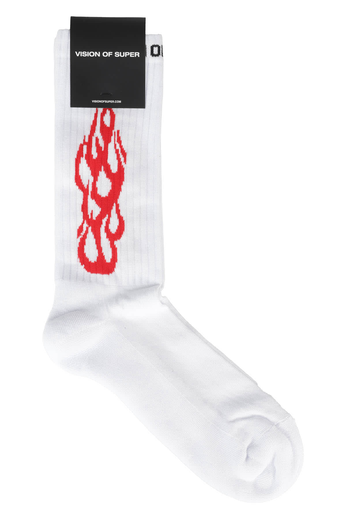 Shop Vision Of Super White Socks With Red Tribal In White Red