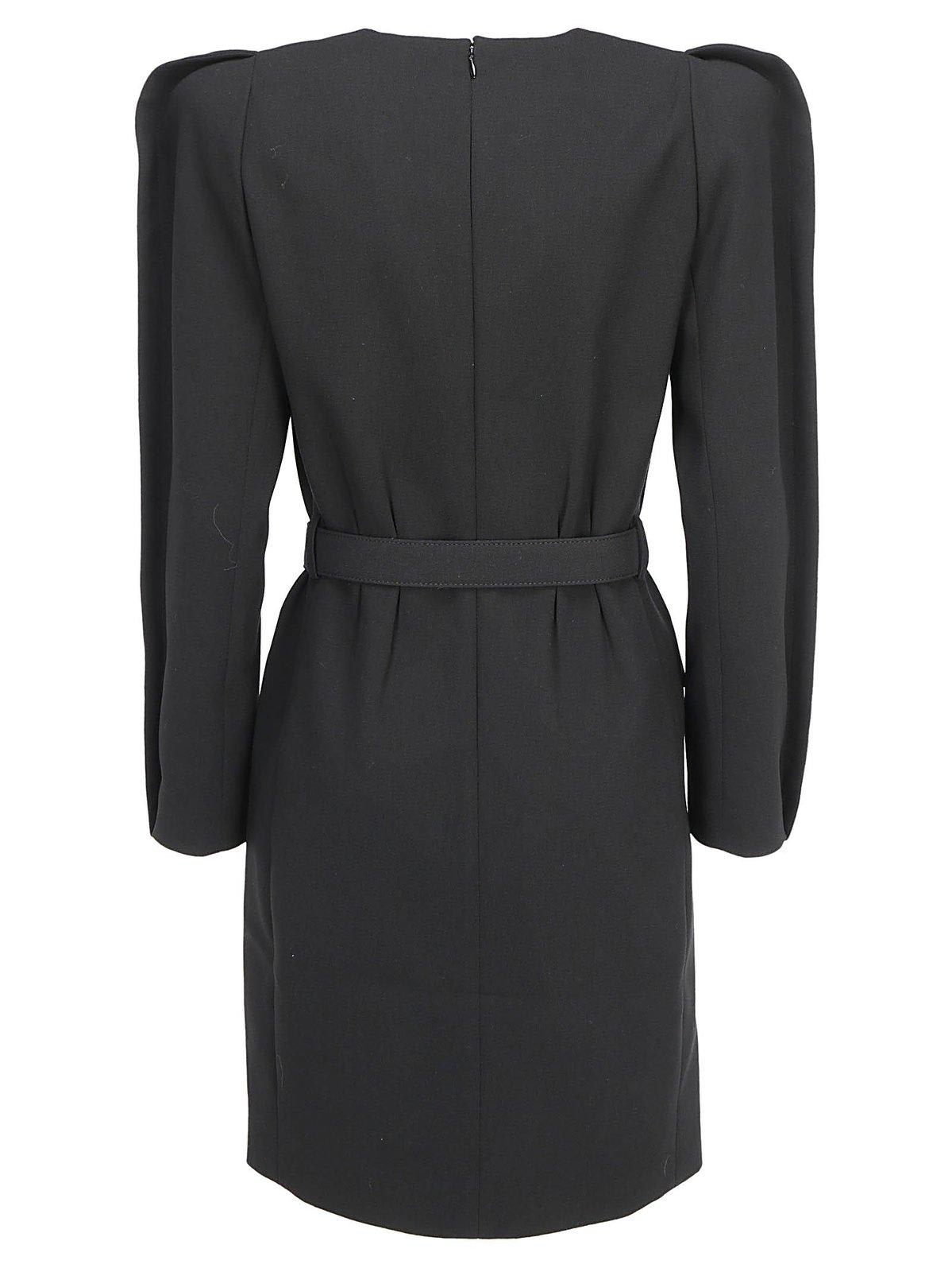 Shop Givenchy Structured Belted Mini Dress In Black