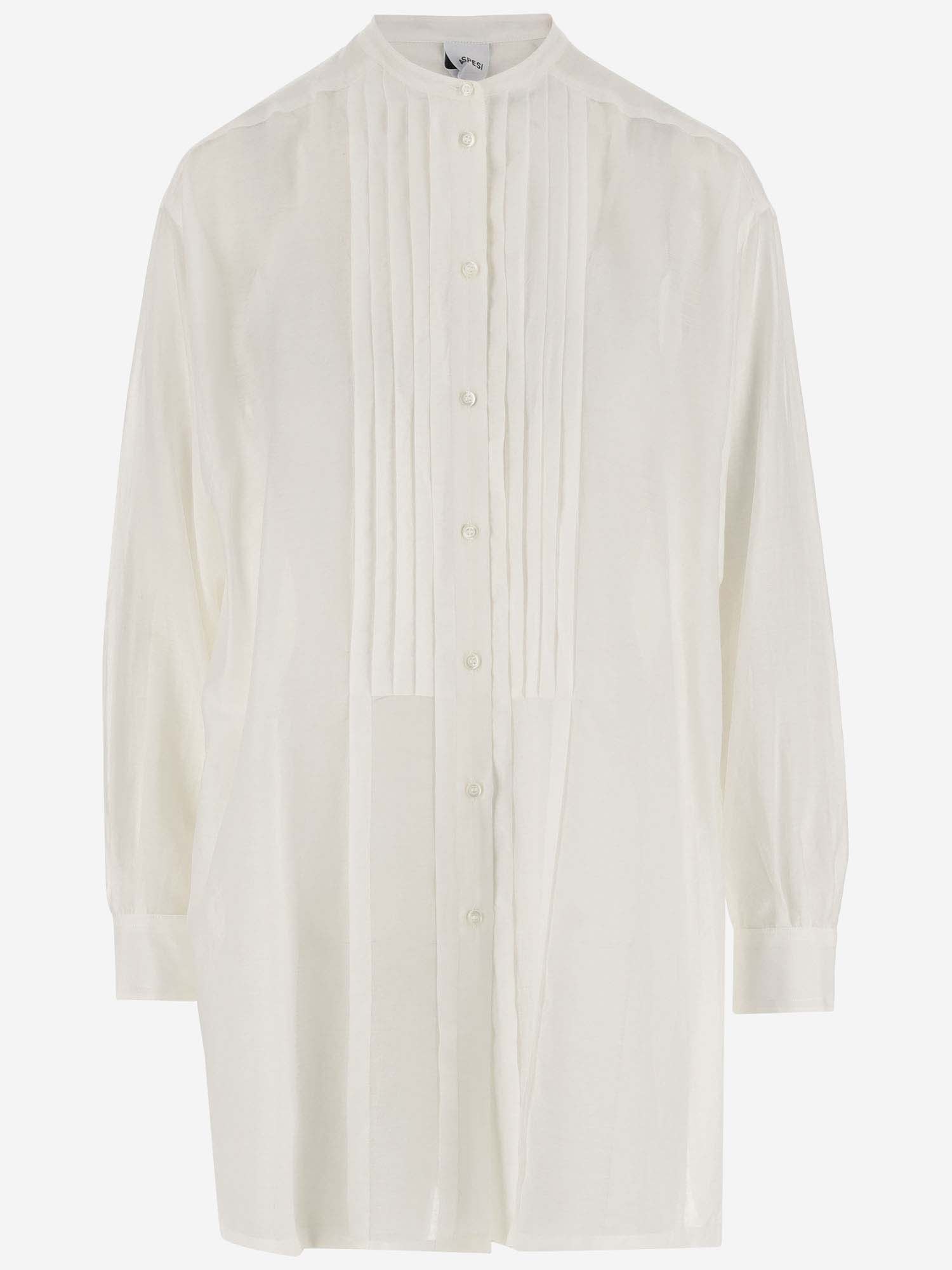 Aspesi Cotton And Silk Long Shirt In White