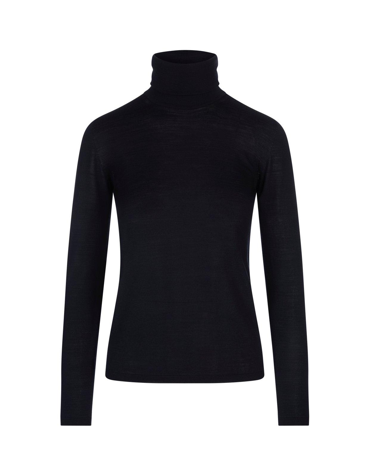 Shop Max Mara Turtleneck Knitted Top In Blue