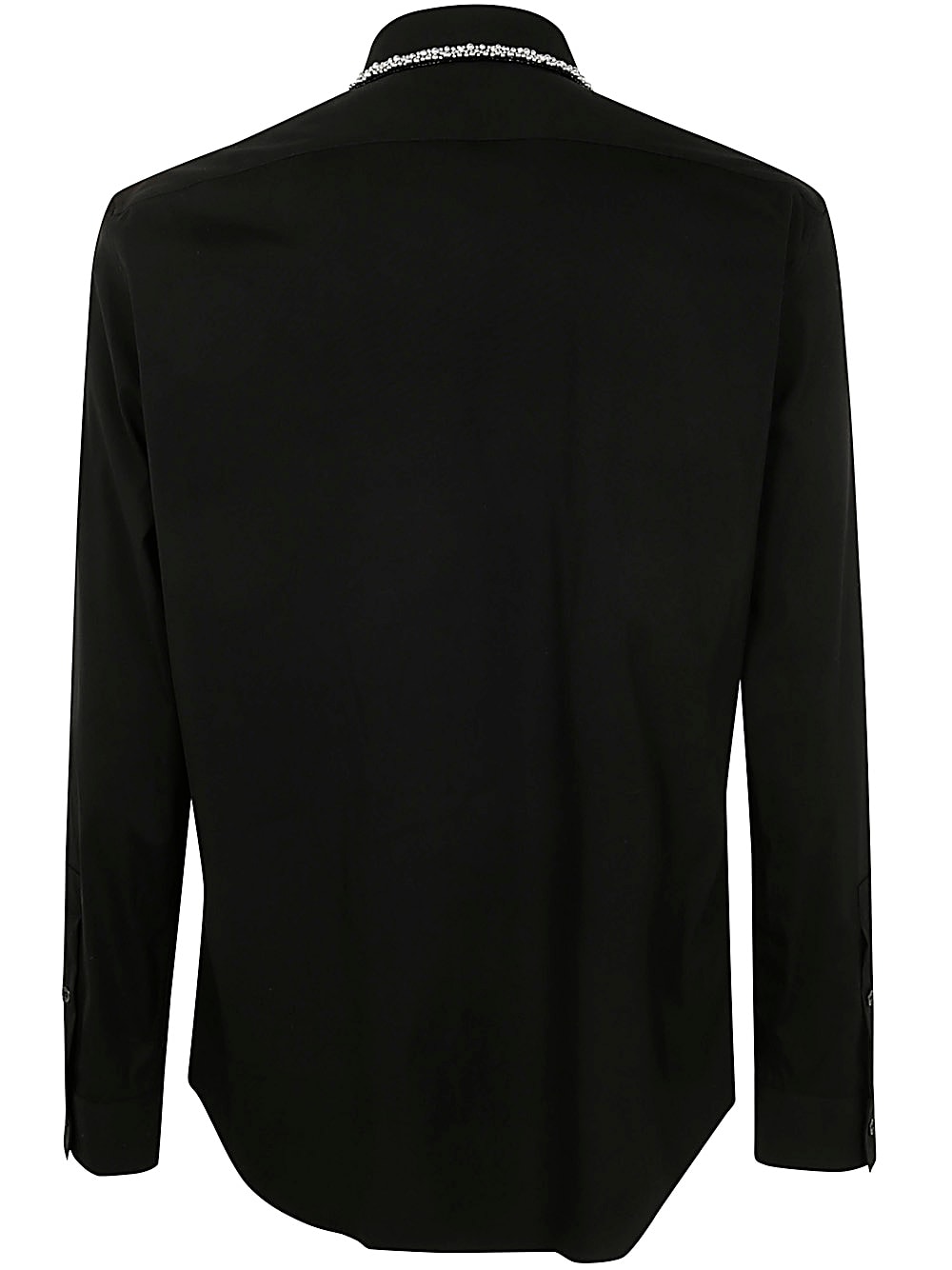 Shop Balmain Embroidered Collar Popeline Shirt In Pa Black