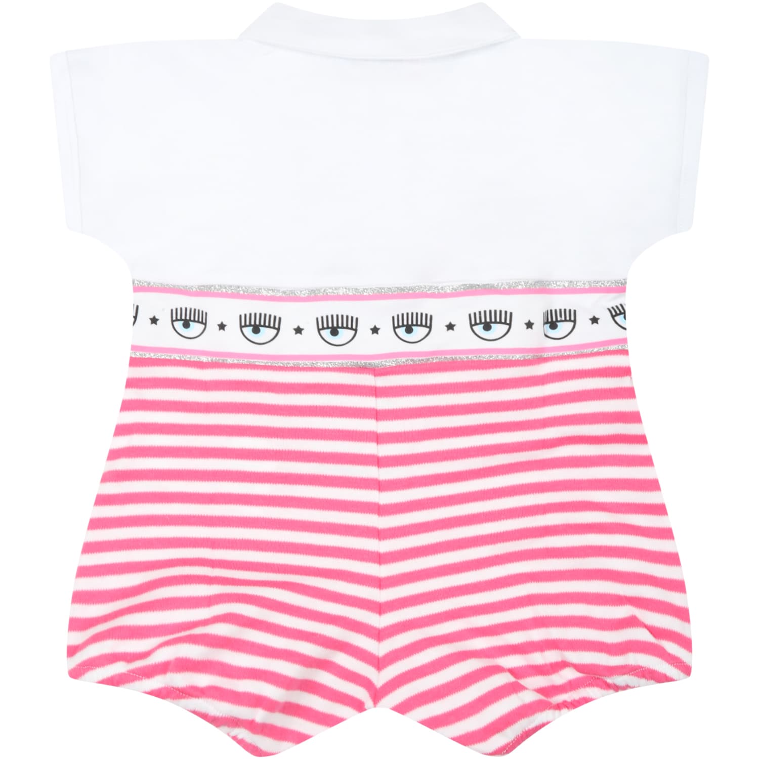 Shop Chiara Ferragni Multicolor Romper For Baby Girl In White
