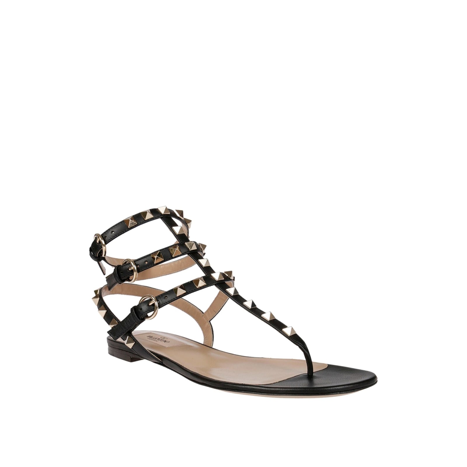 Shop Valentino Garavani Rockstud Flip-flop Sandals In Black