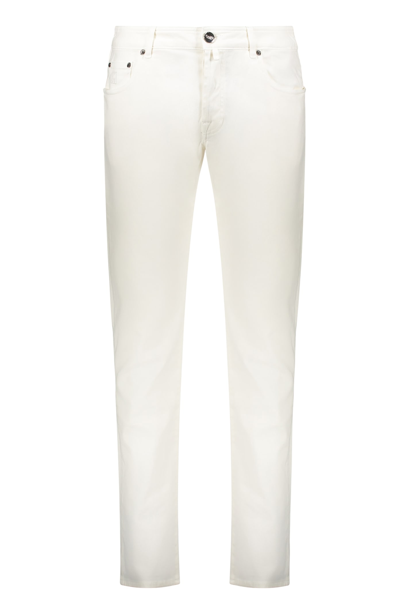 Moorer White Slim Jeans In Versatile Cotton In Neutral
