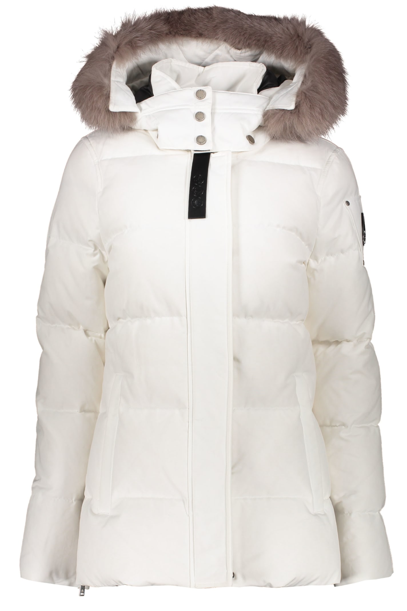 Moose Knuckles Padded Parka With Fur Hood In White