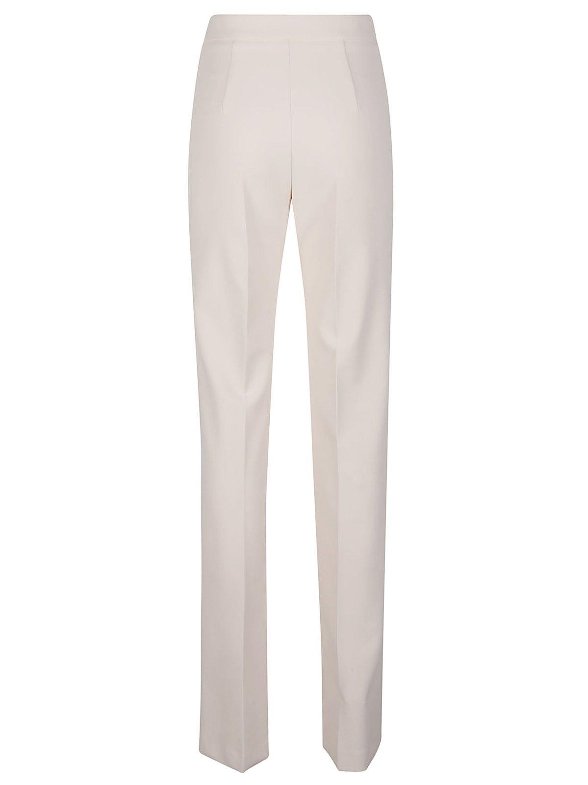 Shop Elisabetta Franchi High-waisted Straight-leg Trousers  In Butter