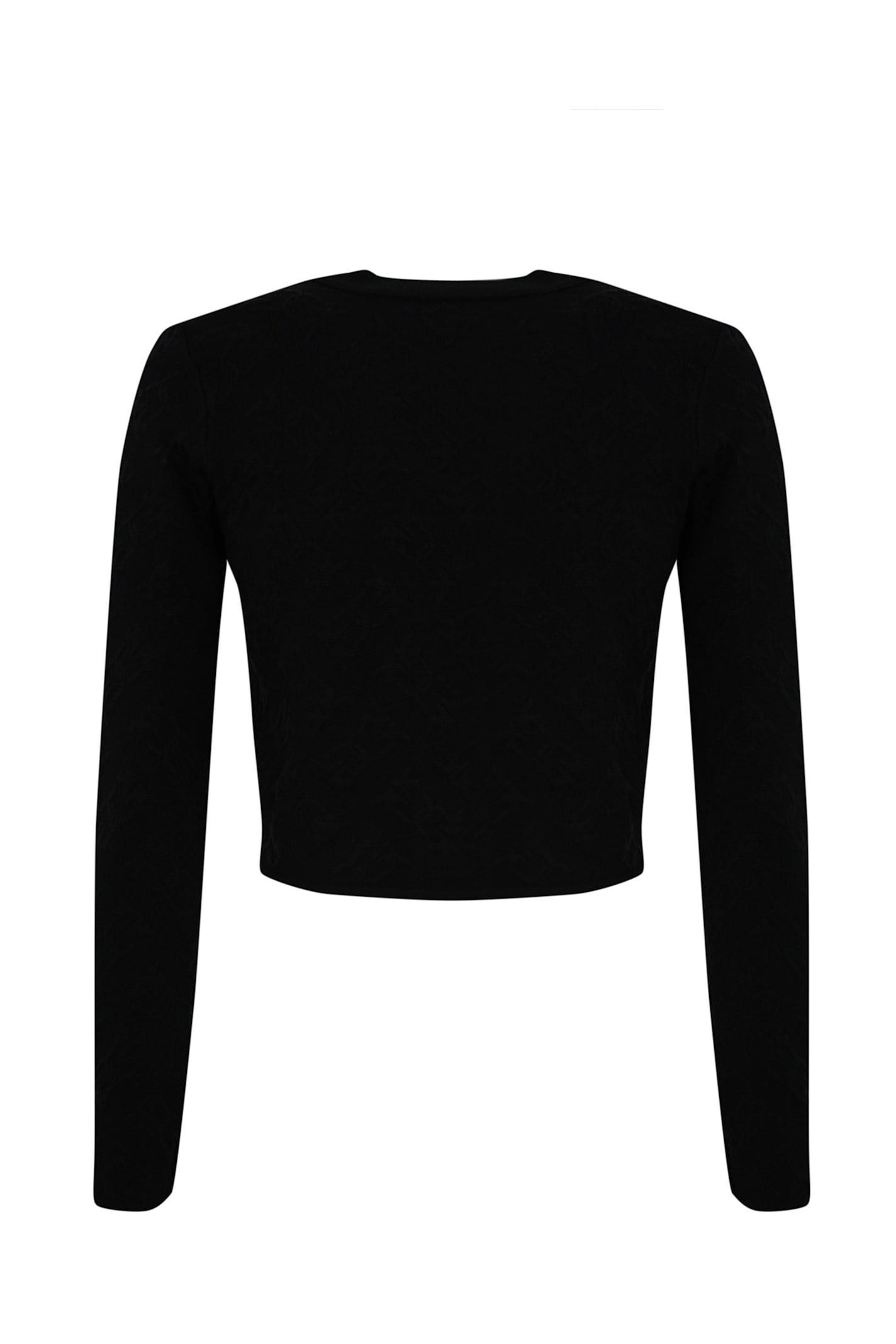 Shop Pinko Cropped Cardigan With Monogram In Nero