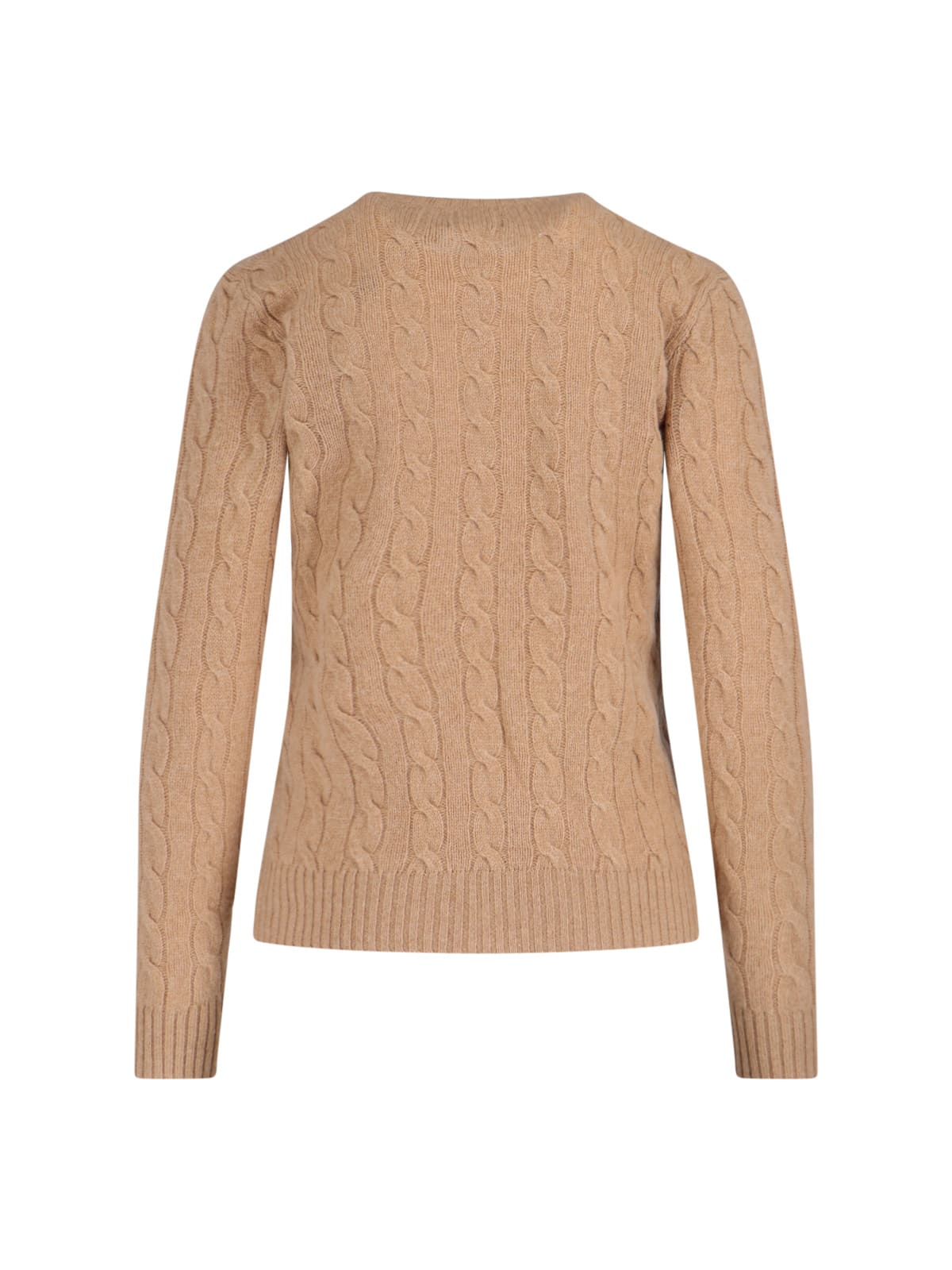 Ralph Lauren Logo Braided Sweater In Brown