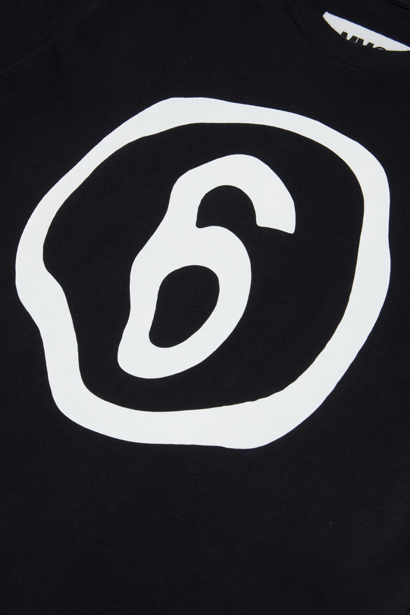 Shop Mm6 Maison Margiela Mm6t53u T-shirt Maison Margiela Black T-shirt In Jersey With Logo 6 Fluid Effect In Nero