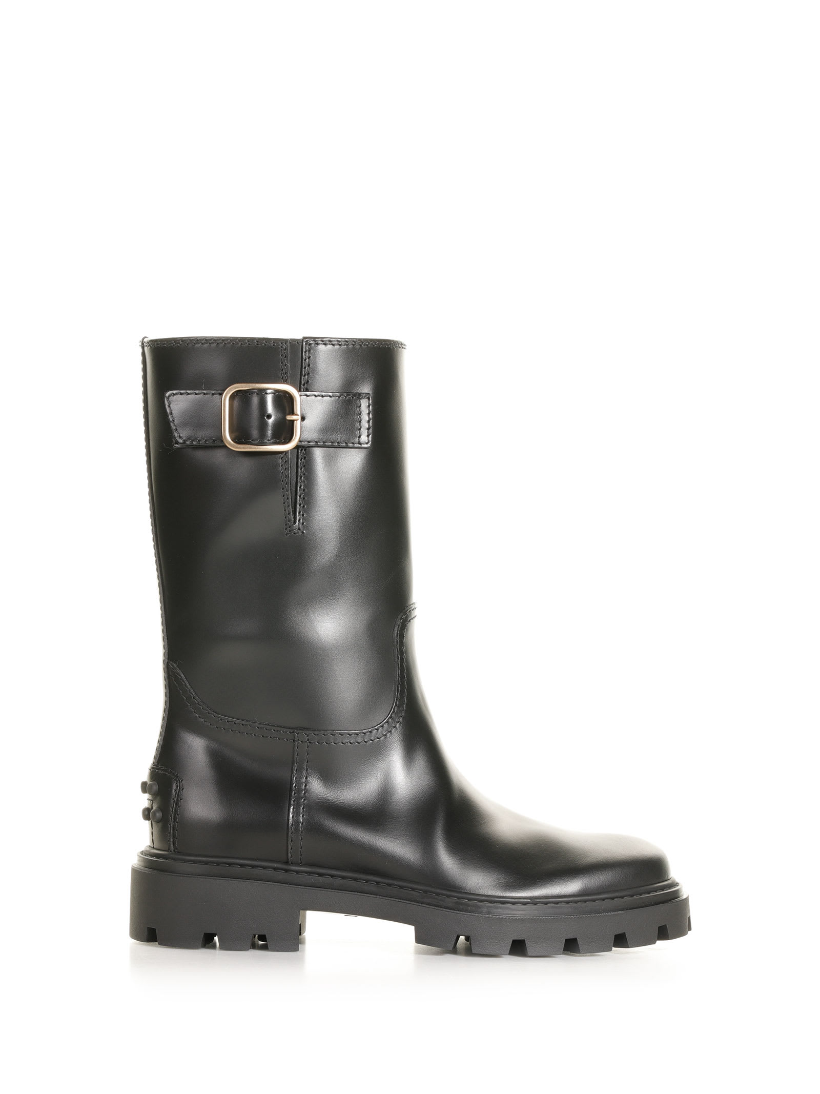 Tod's Leather Biker Boot In Black