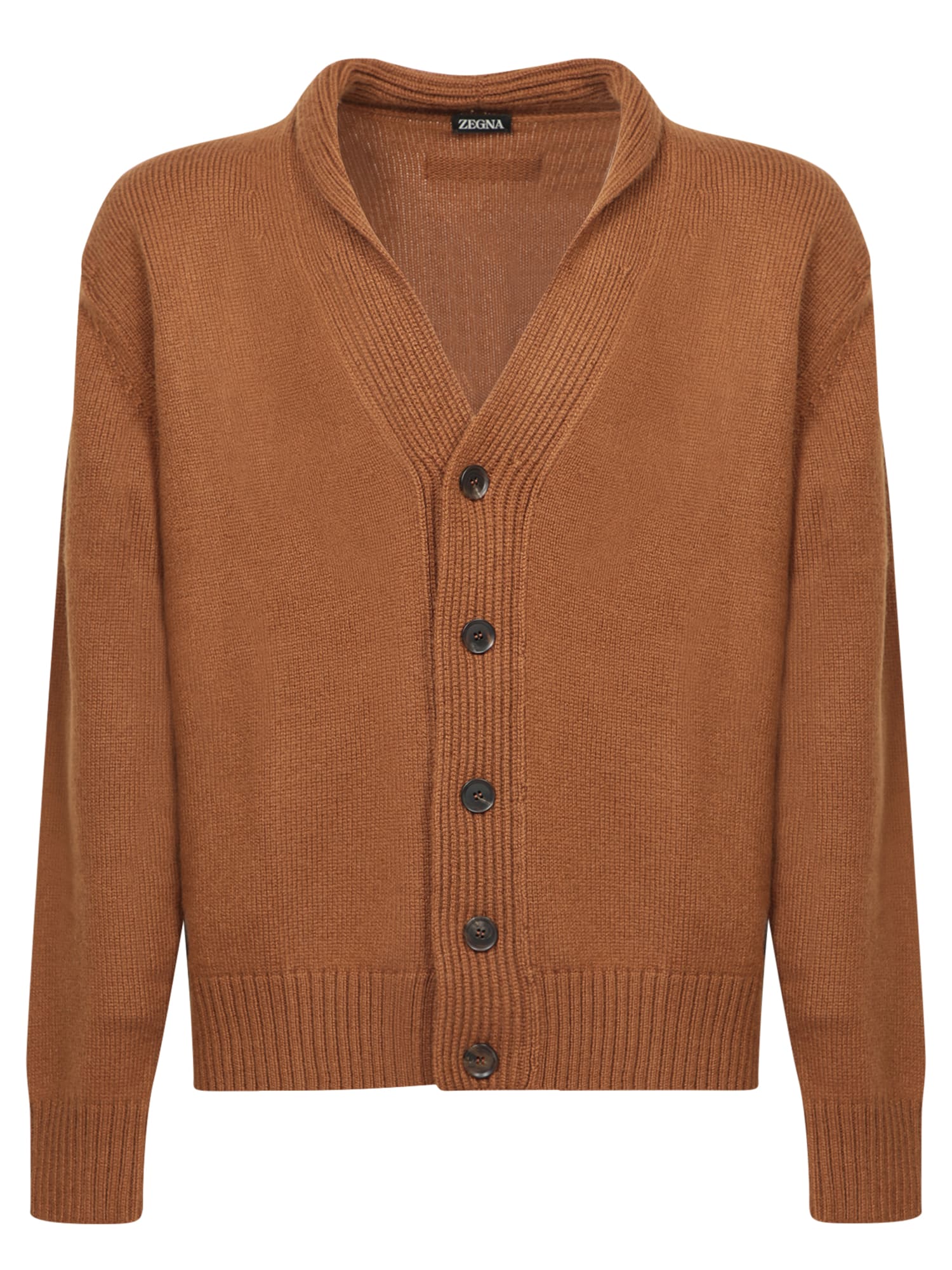 Shop Zegna Brown Cashmere And Mohair Cardigan In Beige