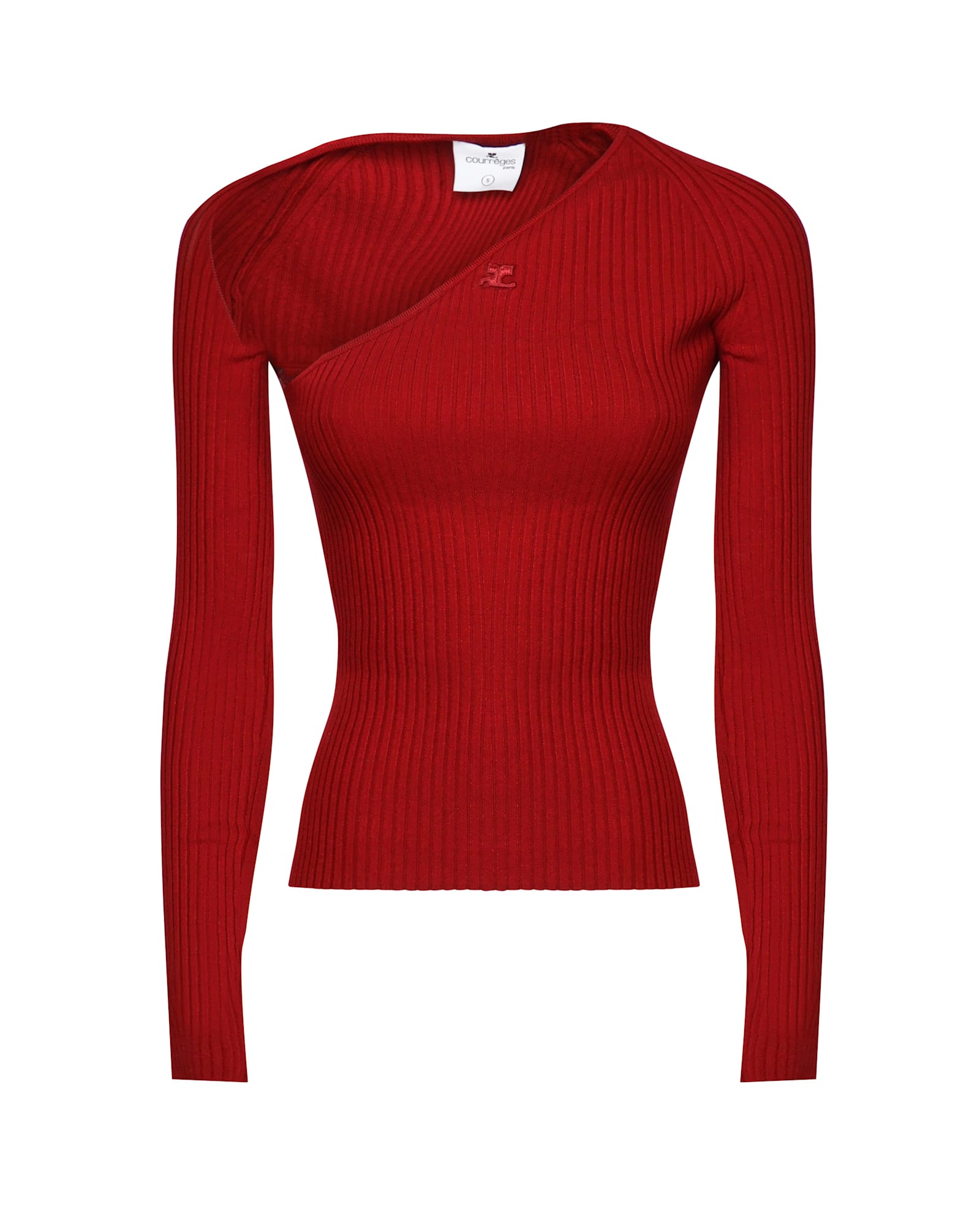 COURRÈGES RIBBED KNIT TOP WITH CUT-OUT