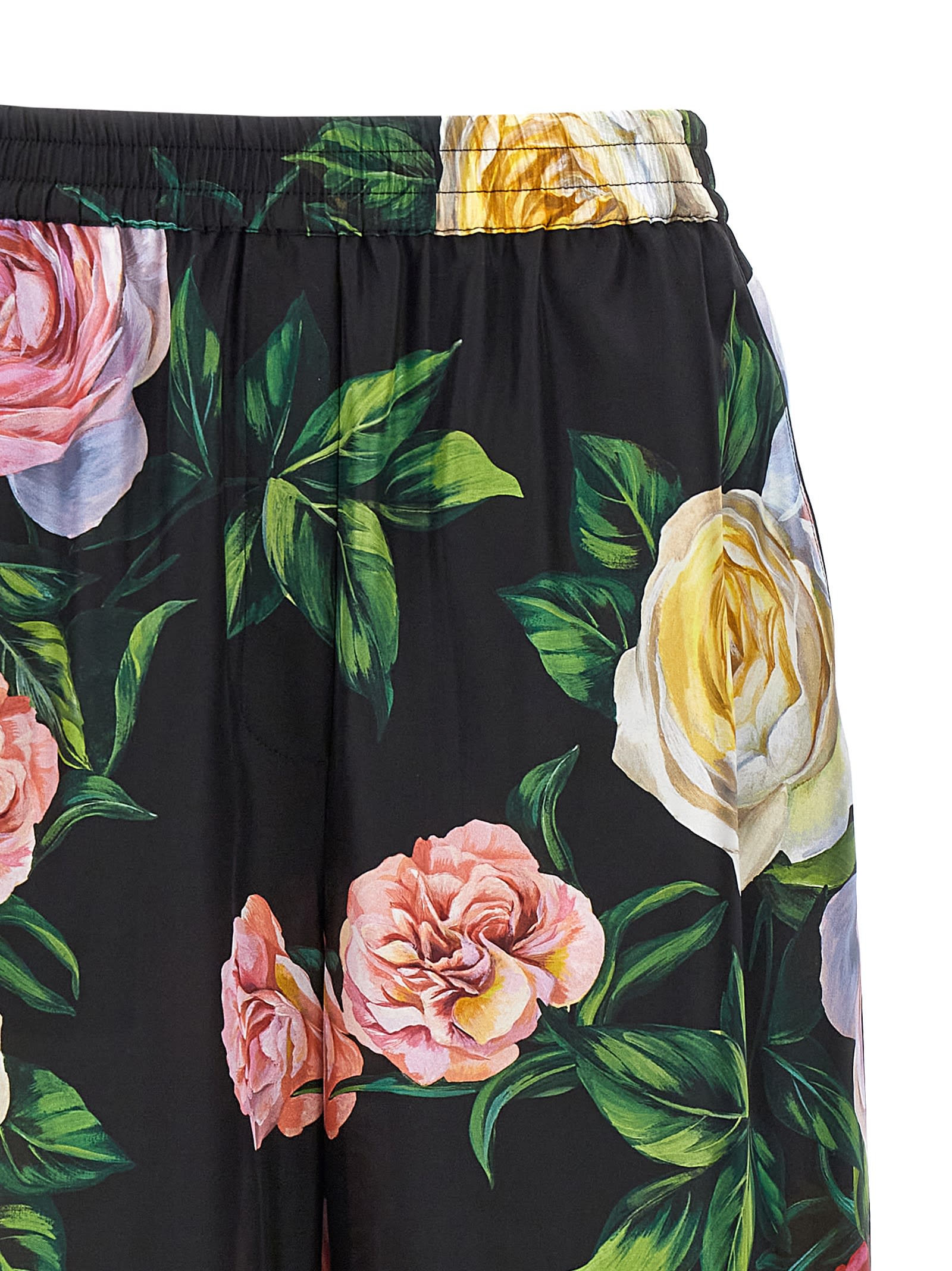 Dolce & Gabbana Peony And Roses Print Pants In Multicolor